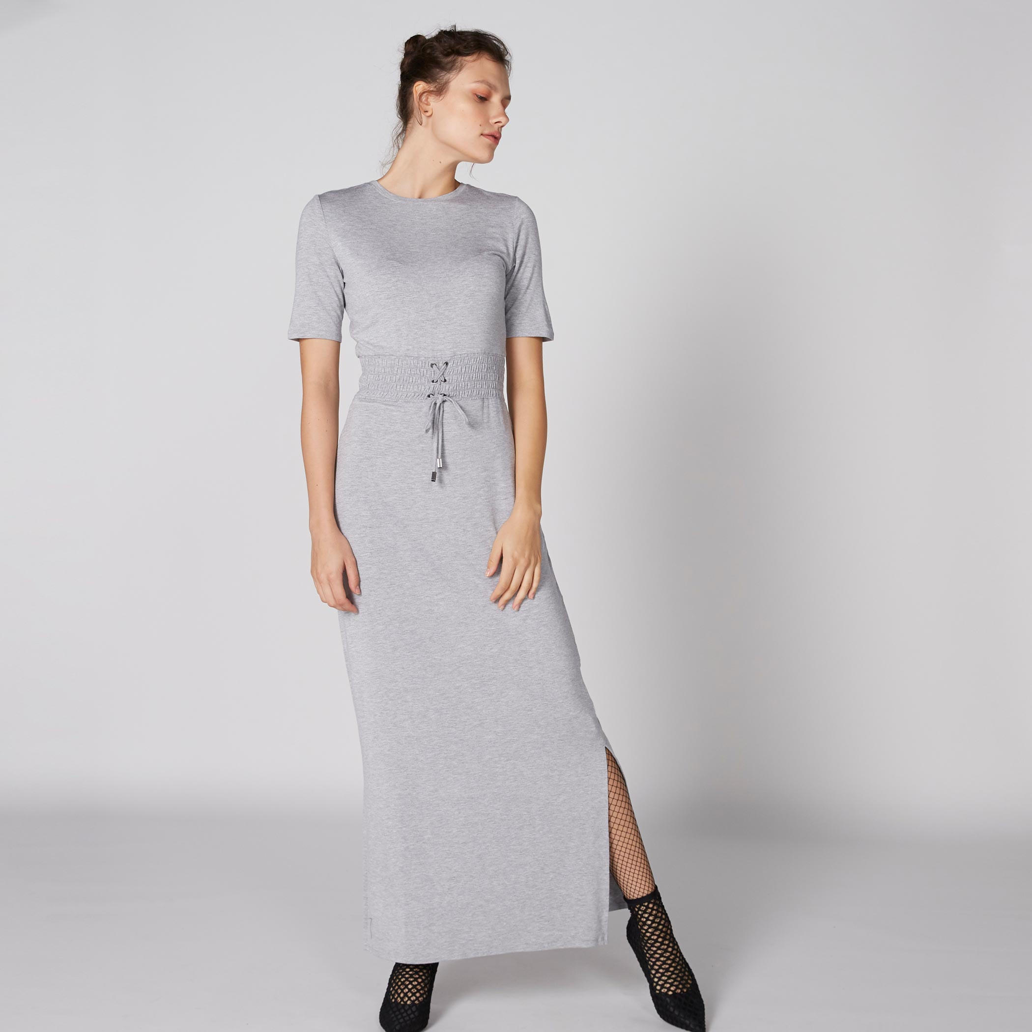 فستان ماكسي بياقة مستديرة وفتحة جانبية-women-clothing-dresses-image-3