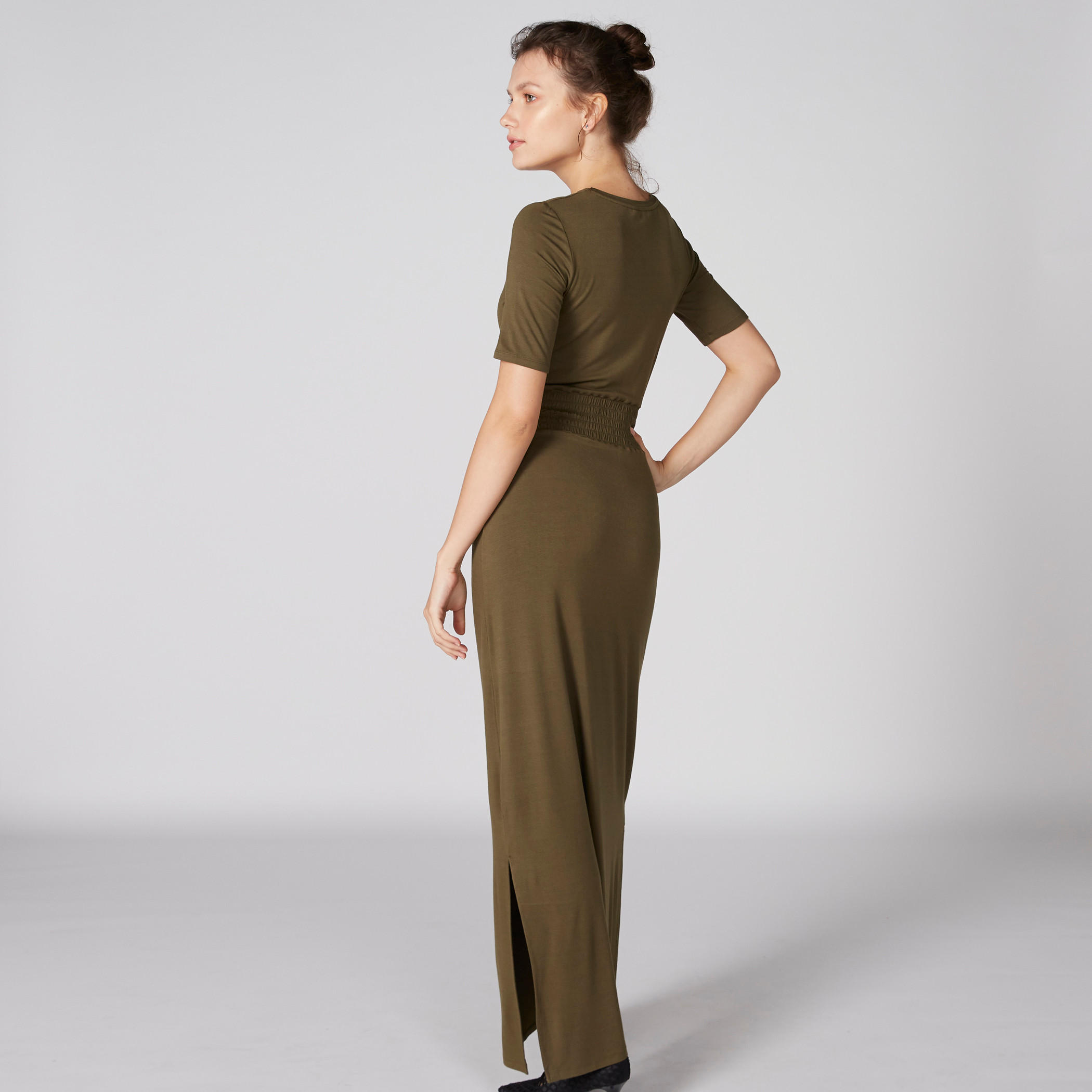 فستان ماكسي بياقة مستديرة وفتحة جانبية-women-clothing-dresses-image-2