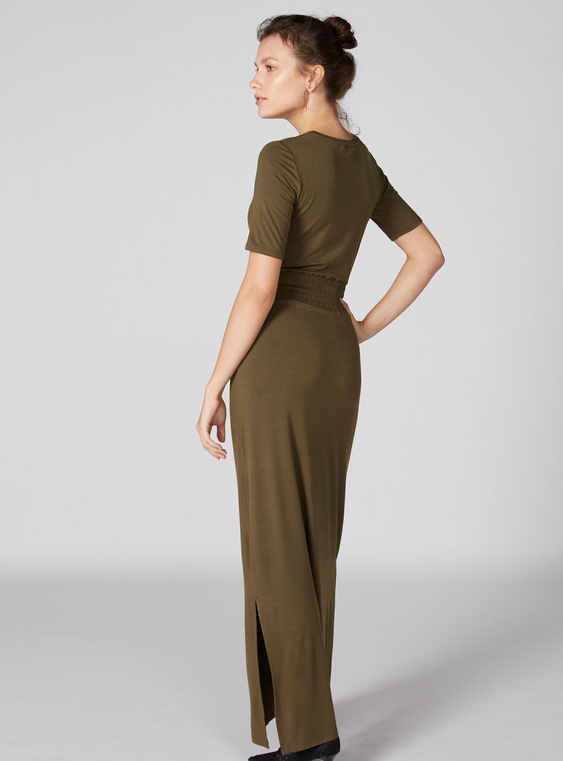 فستان ماكسي بياقة مستديرة وفتحة جانبية-women-clothing-dresses-image-2