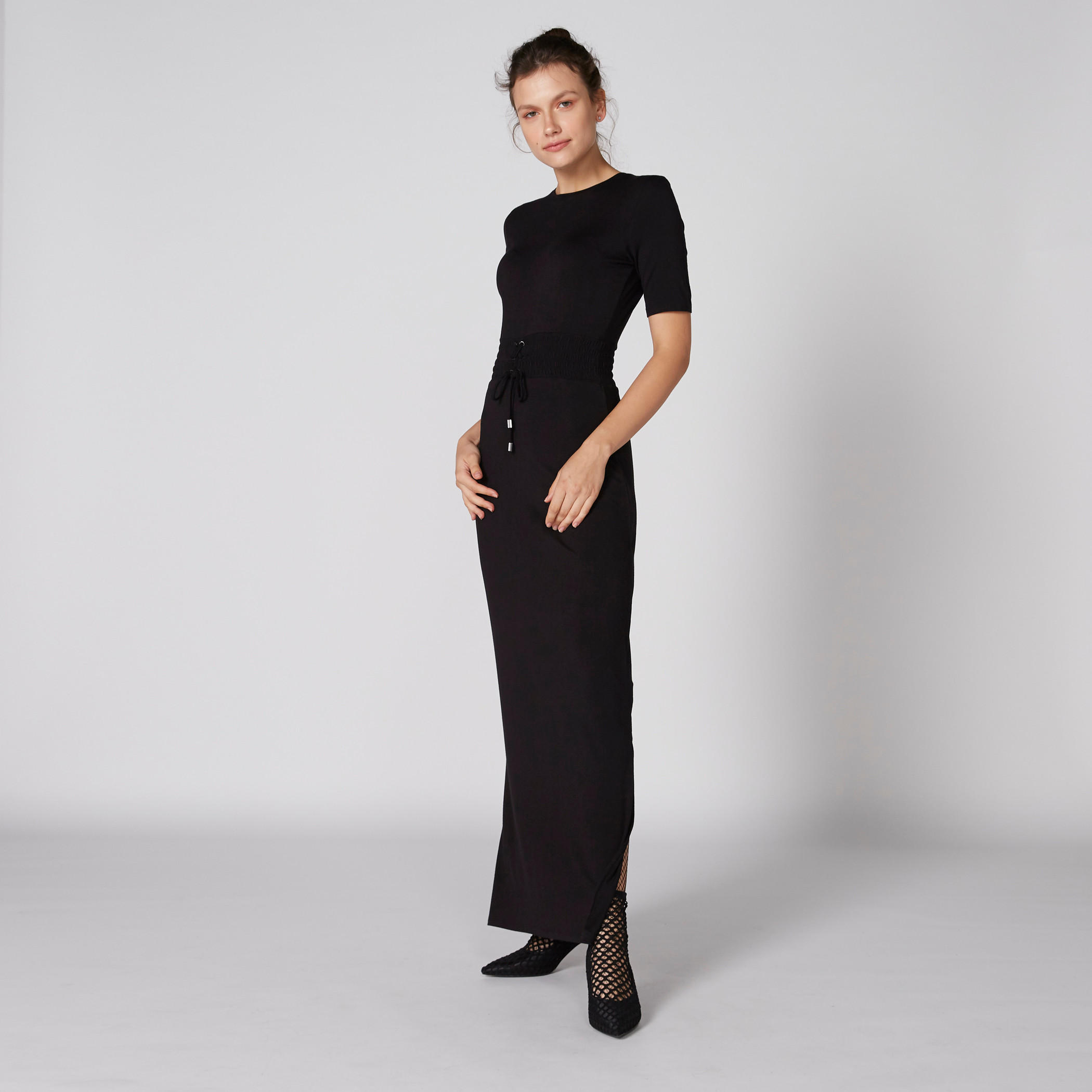 فستان ماكسي بياقة مستديرة وفتحة جانبية-women-clothing-dresses-image-3