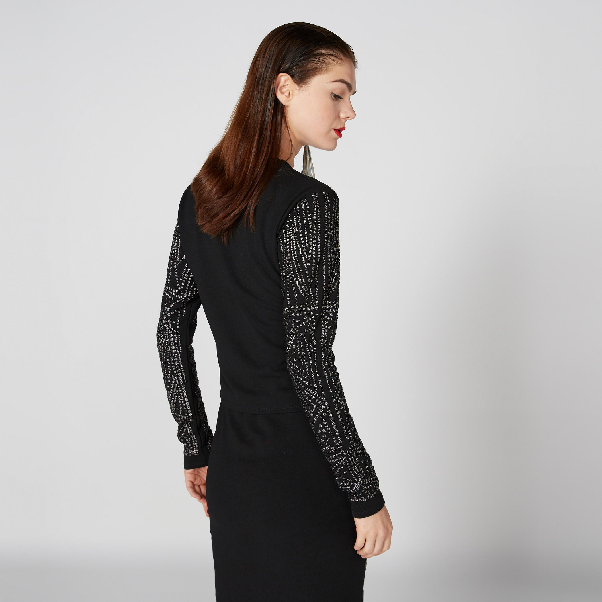 فستان قصير بارز الملمس بياقة مستديرة-women-clothing-dresses-image-2