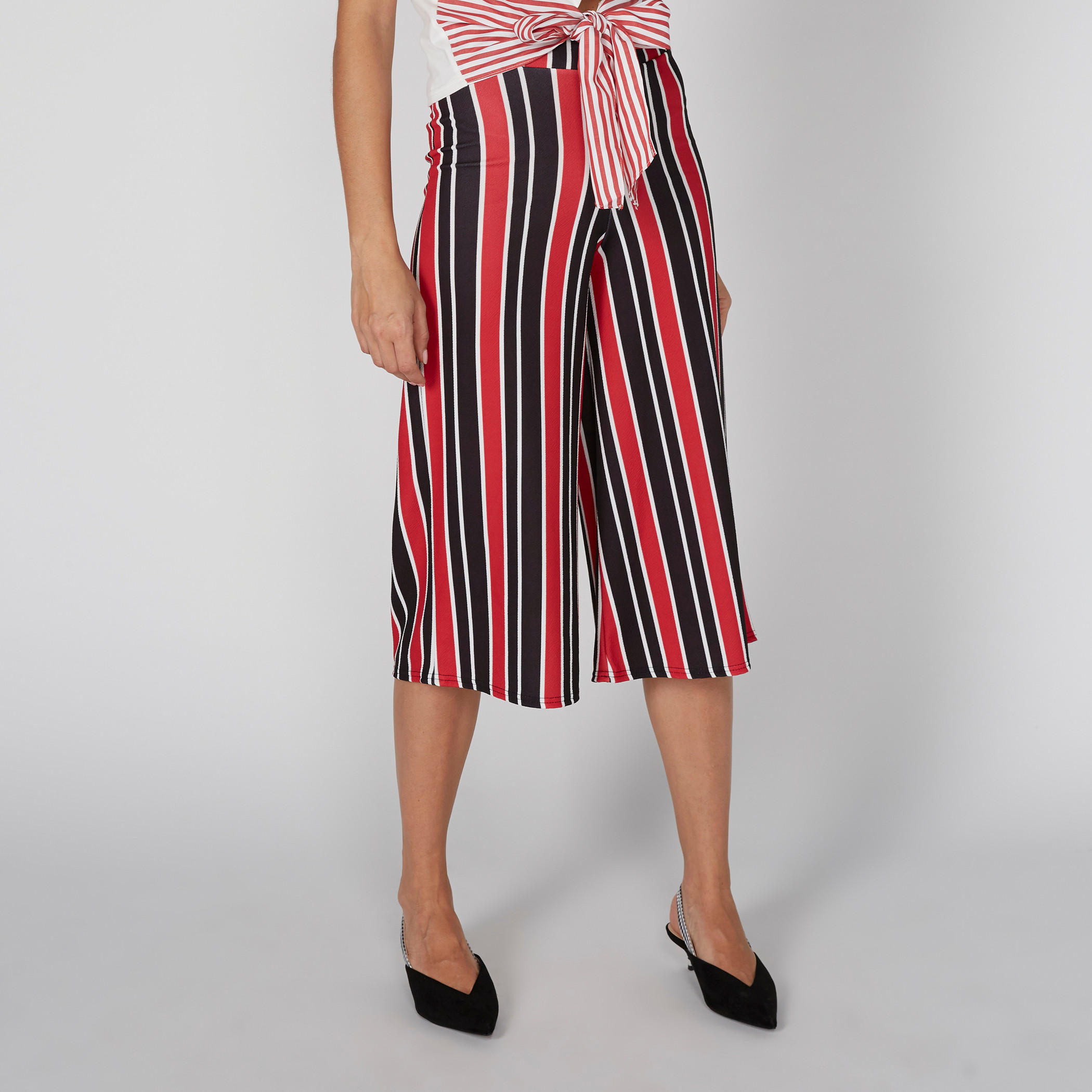 بنطال واسع الساقين مقلّم بخصر مطّاطي-women-clothing-bottoms-trousers-image-3