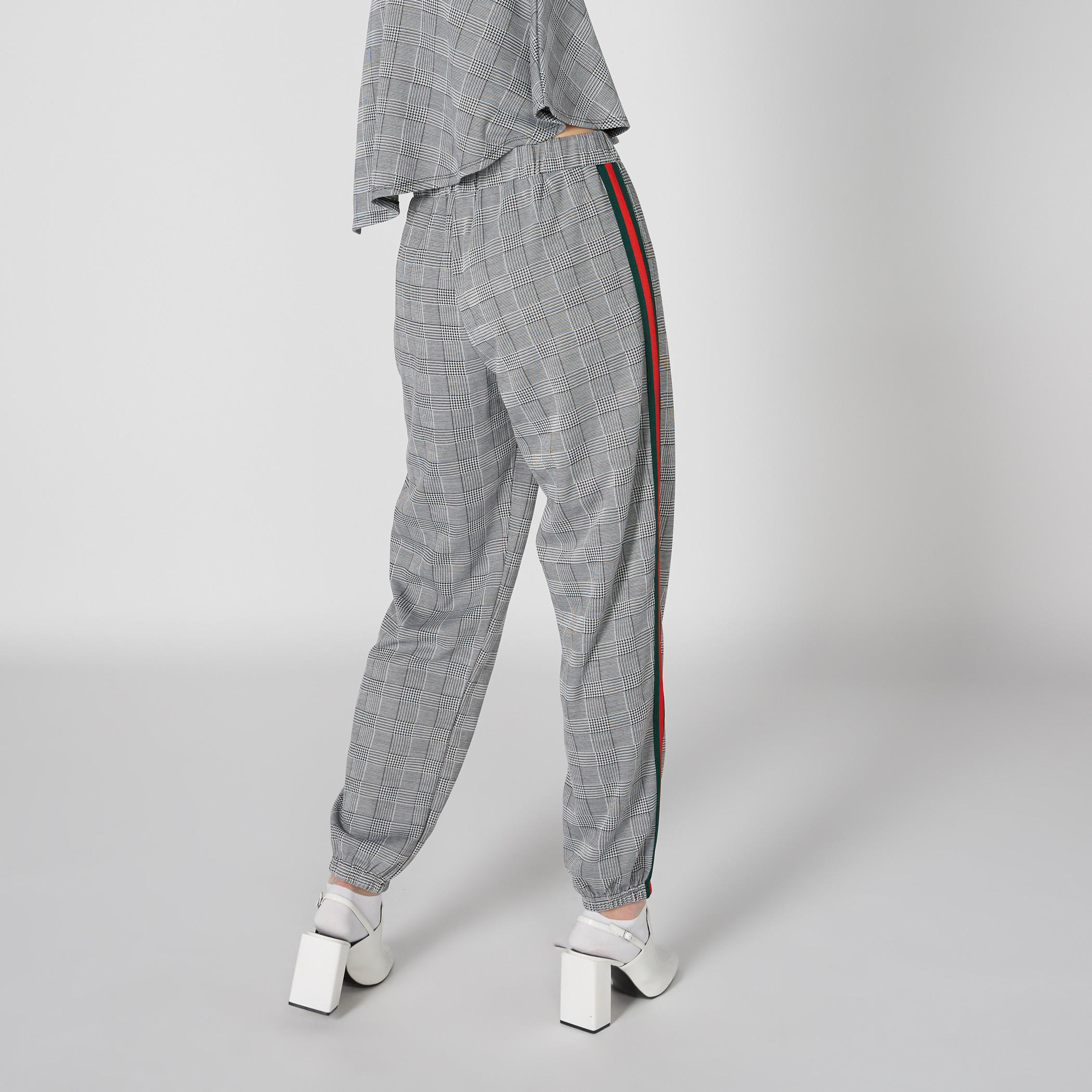 بنطال طويل كاروهات بخصر مطاطي-women-clothing-bottoms-trousers-image-2