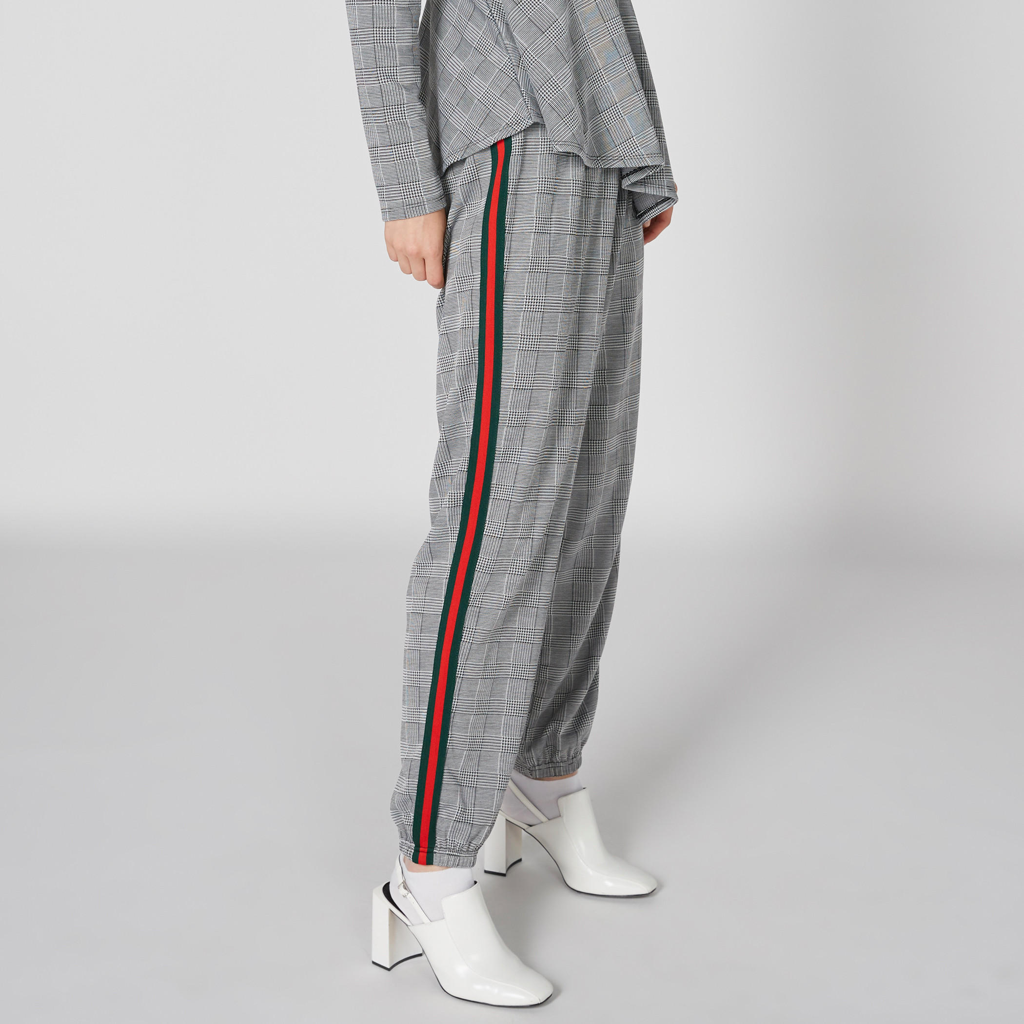 بنطال طويل كاروهات بخصر مطاطي-women-clothing-bottoms-trousers-image-4