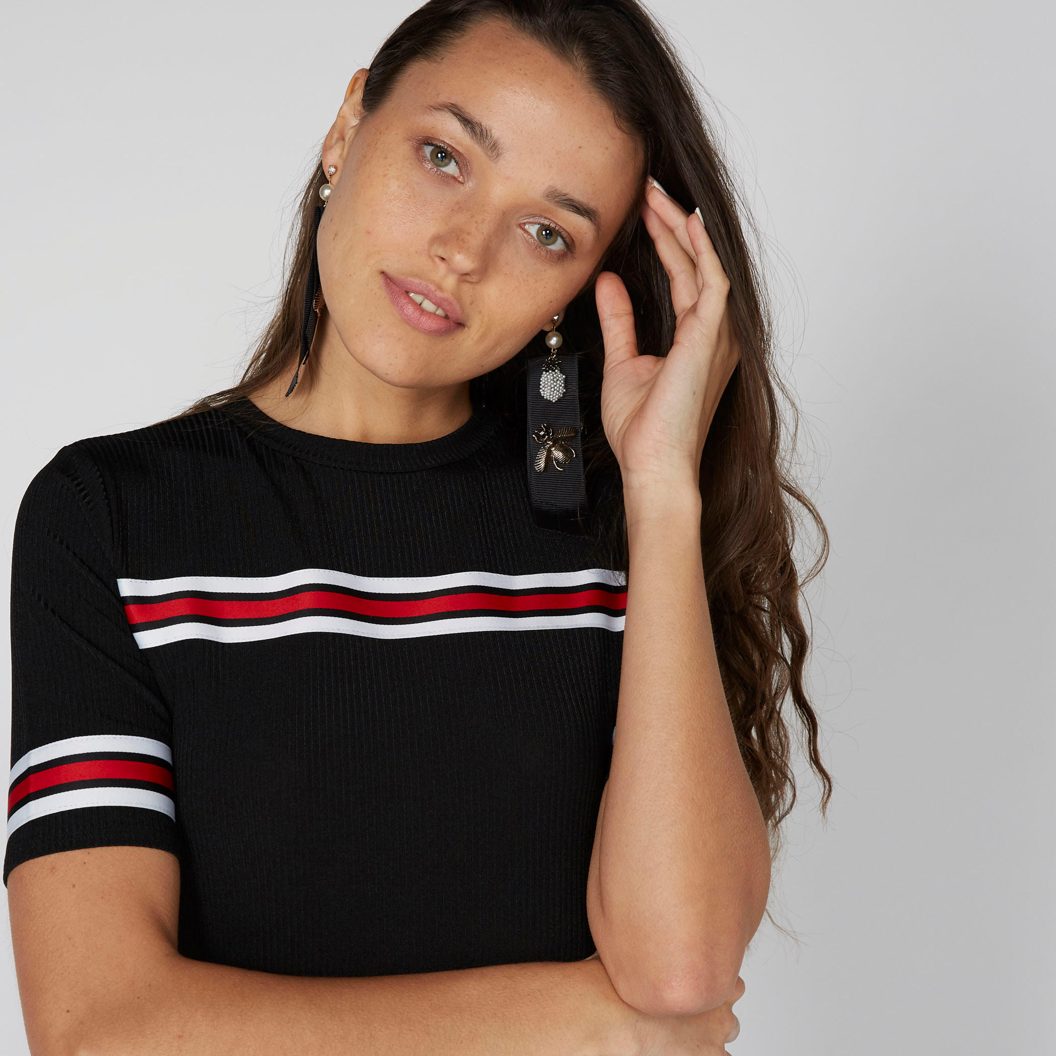 فستان قصير بياقة مستديرة وأكمام قصيرة-women-clothing-dresses-image-1