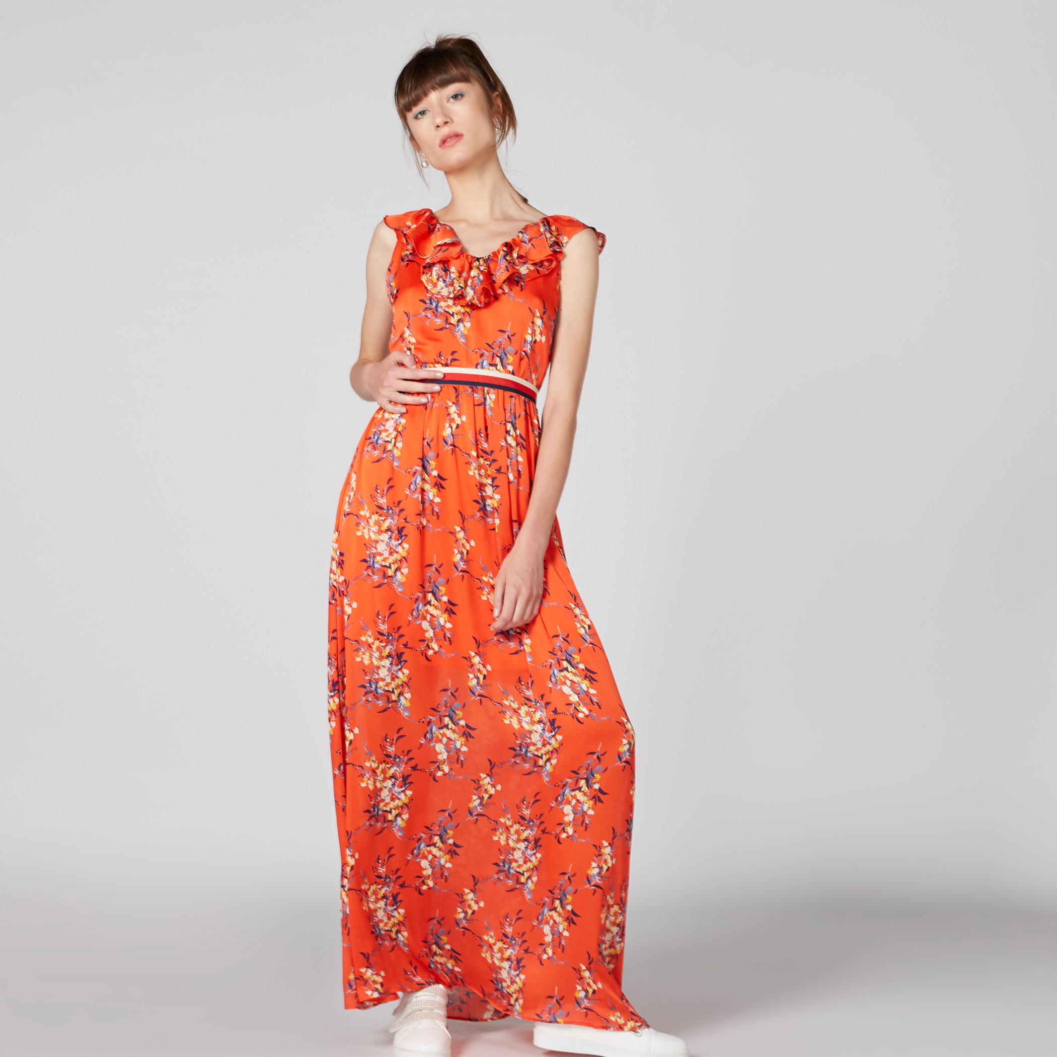 Printed Sleeveless Maxi Dress with Ruffle Detail-women-clothing-dresses-image-1