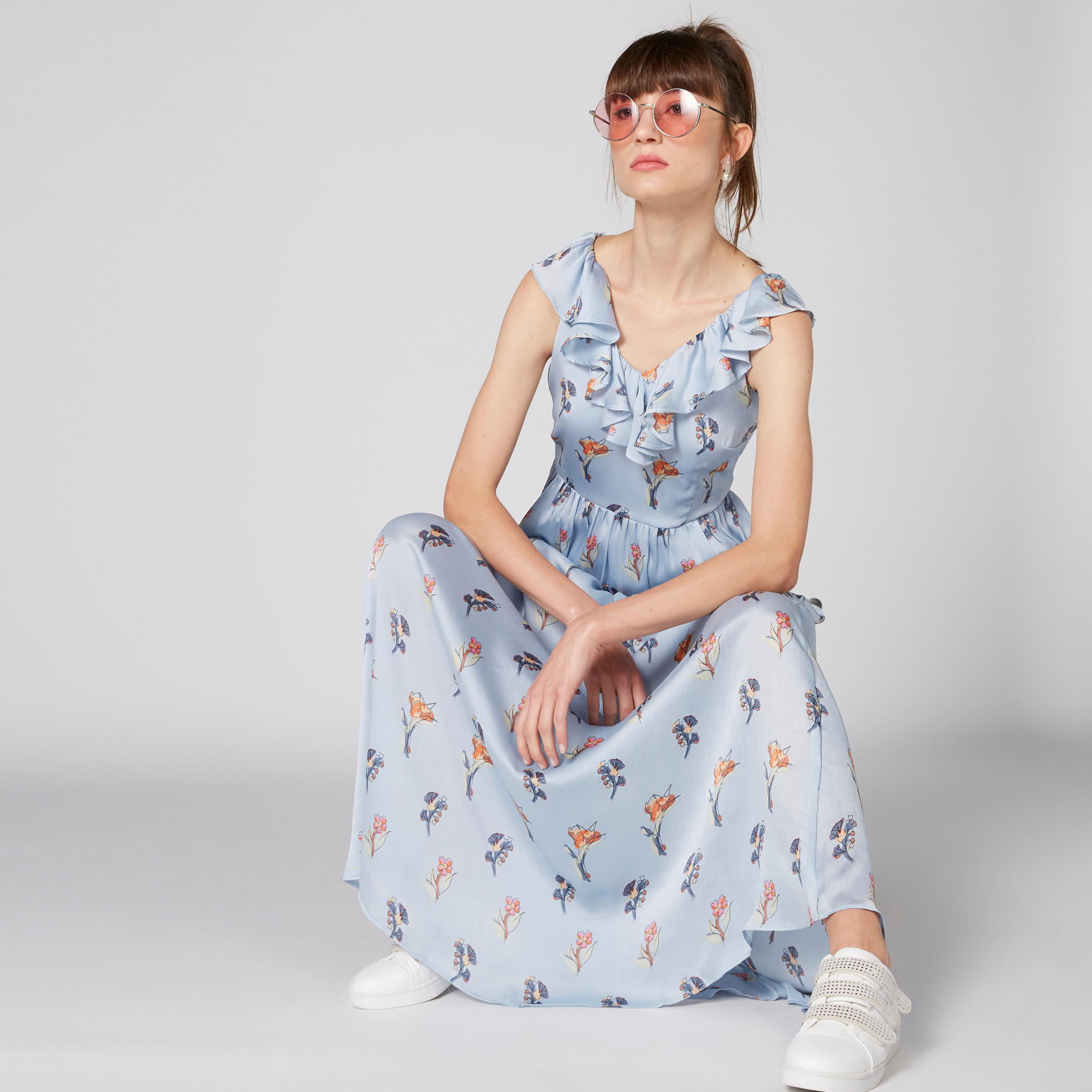 فستان طويل دون أكمام بتفاصيل كشكش وطبعات-women-clothing-dresses-image-3