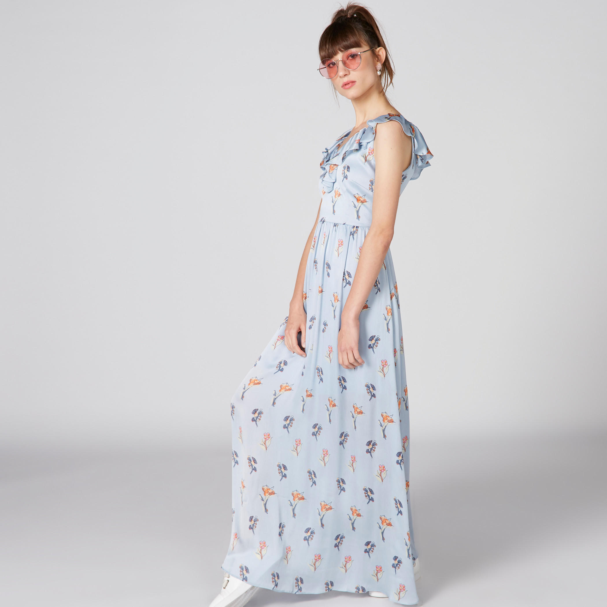 فستان طويل دون أكمام بتفاصيل كشكش وطبعات-women-clothing-dresses-image-5