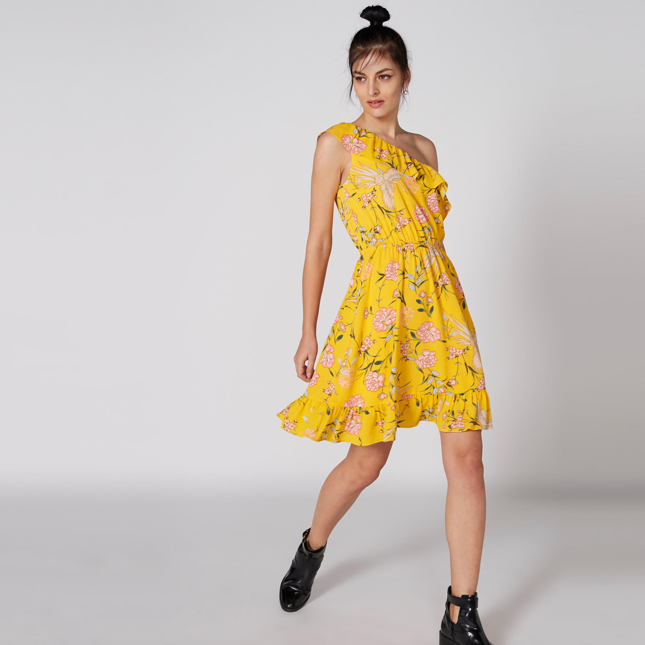 Printed One-Shoulder Midi Dress with Ruffle Detail-women-clothing-dresses-image-1