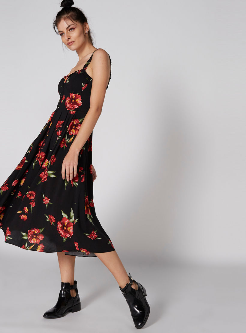 فستان متوسط الطول بأزرار وطبعات أزهار-women-clothing-dresses-image-1