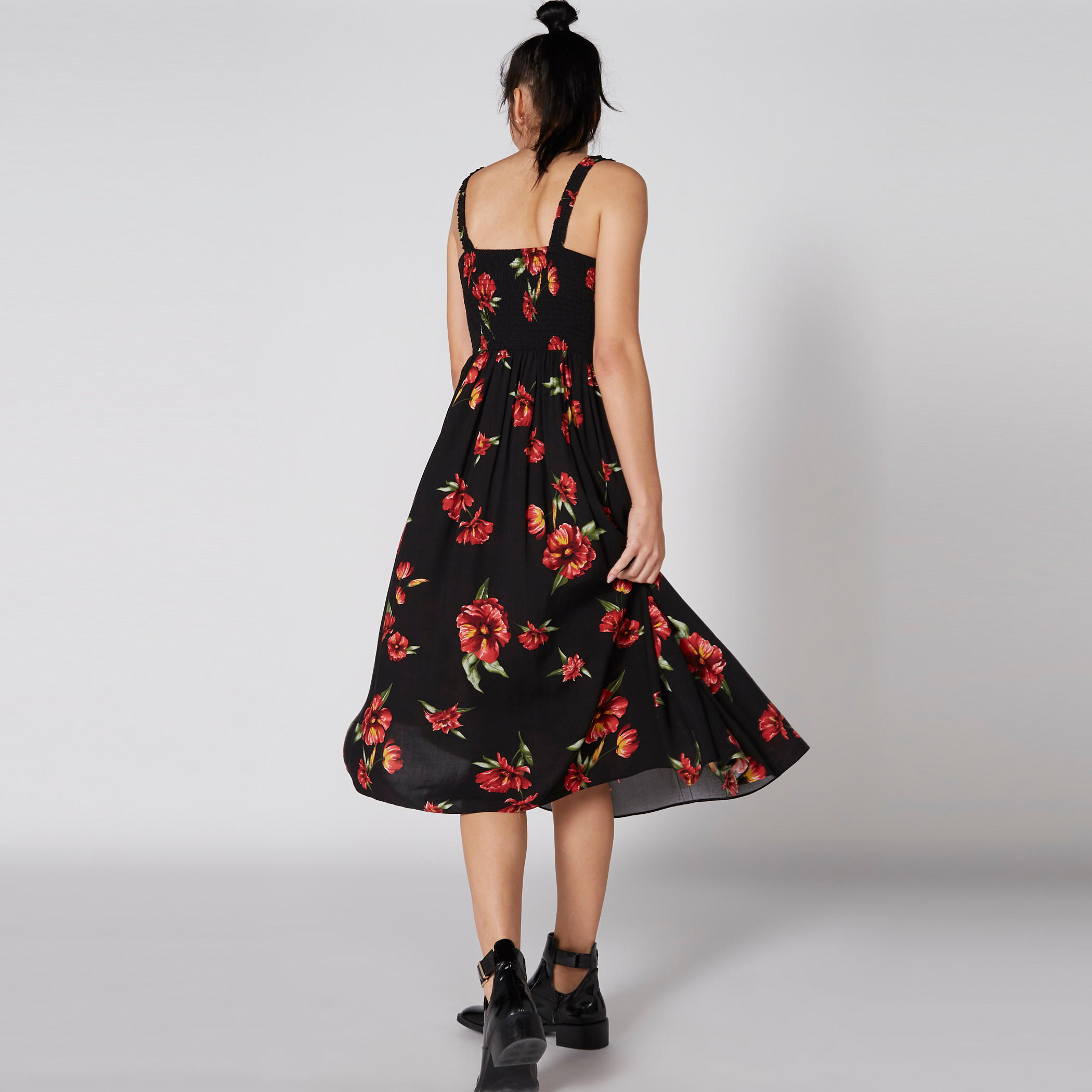 فستان متوسط الطول بأزرار وطبعات أزهار-women-clothing-dresses-image-2