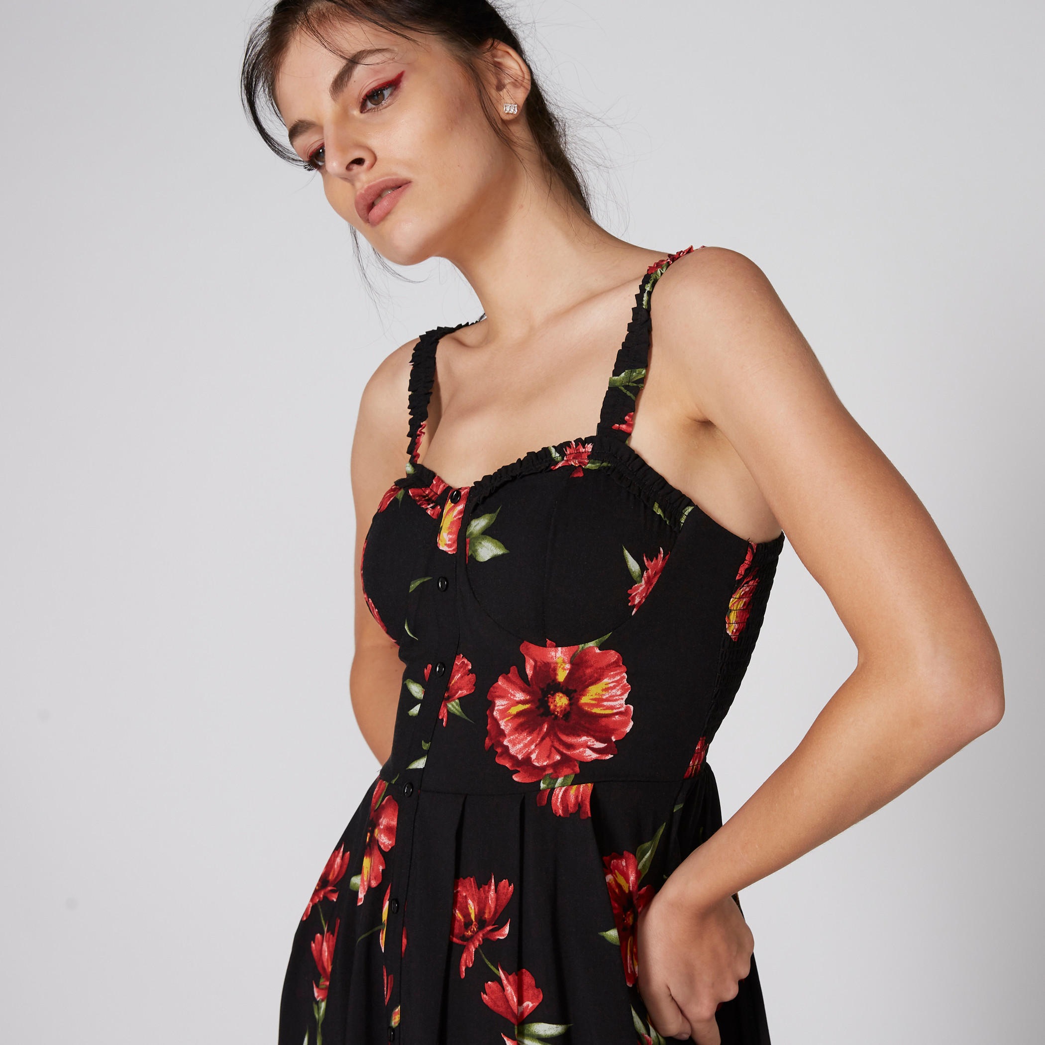 فستان متوسط الطول بأزرار وطبعات أزهار-women-clothing-dresses-image-4