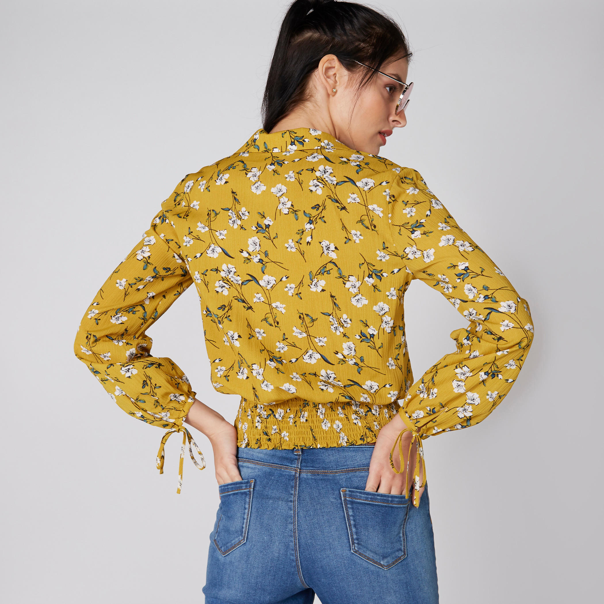Printed Top with Long Sleeves and Smocking Detail-women-clothing-shirtsandblouses-blouses-image-2
