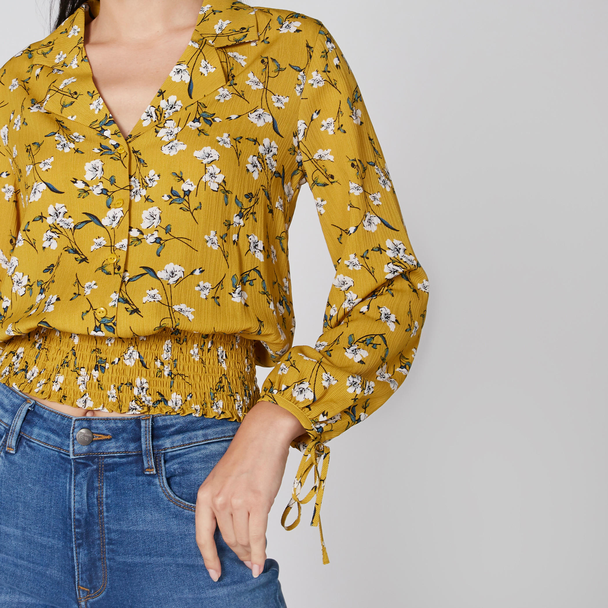 Printed Top with Long Sleeves and Smocking Detail-women-clothing-shirtsandblouses-blouses-image-4