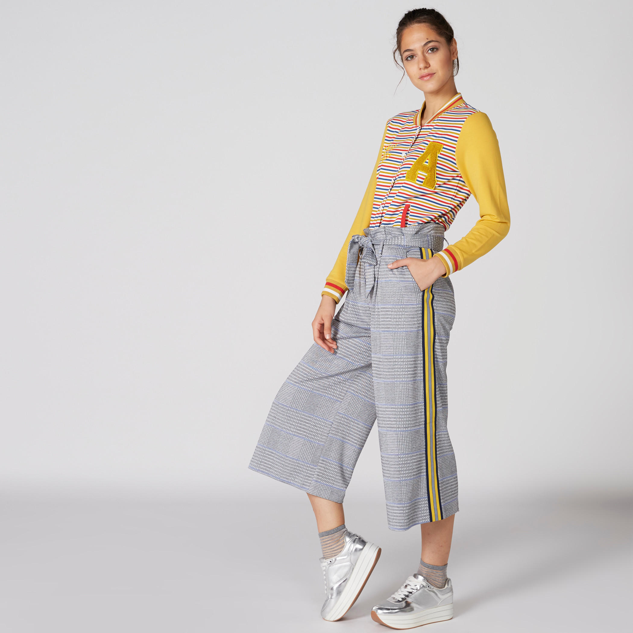 بنطال واسع الساقين كاروهات برباط-women-clothing-bottoms-trousers-image-6