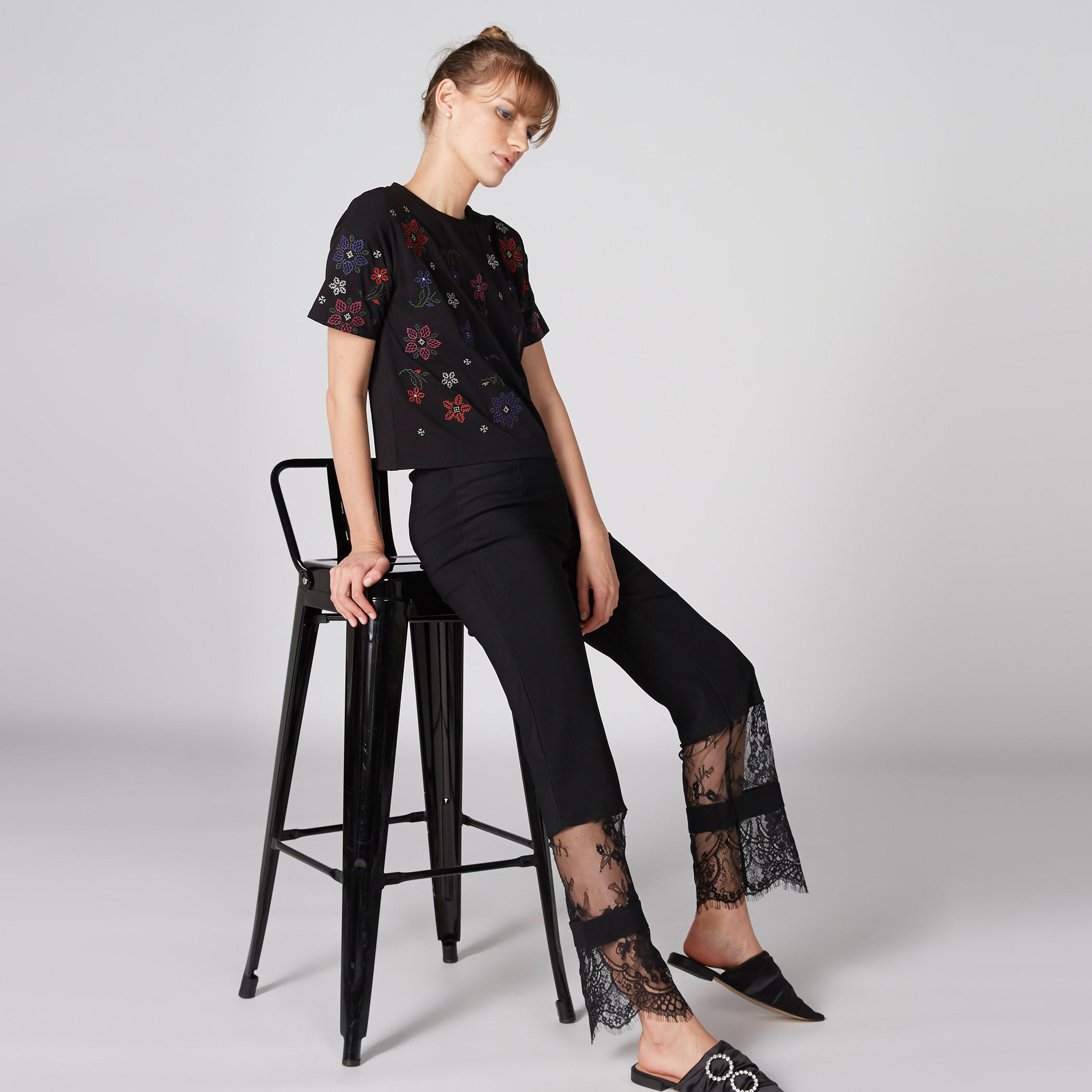 Printed Top with Crew Neck and Short Sleeves-women-clothing-tshirts-image-1