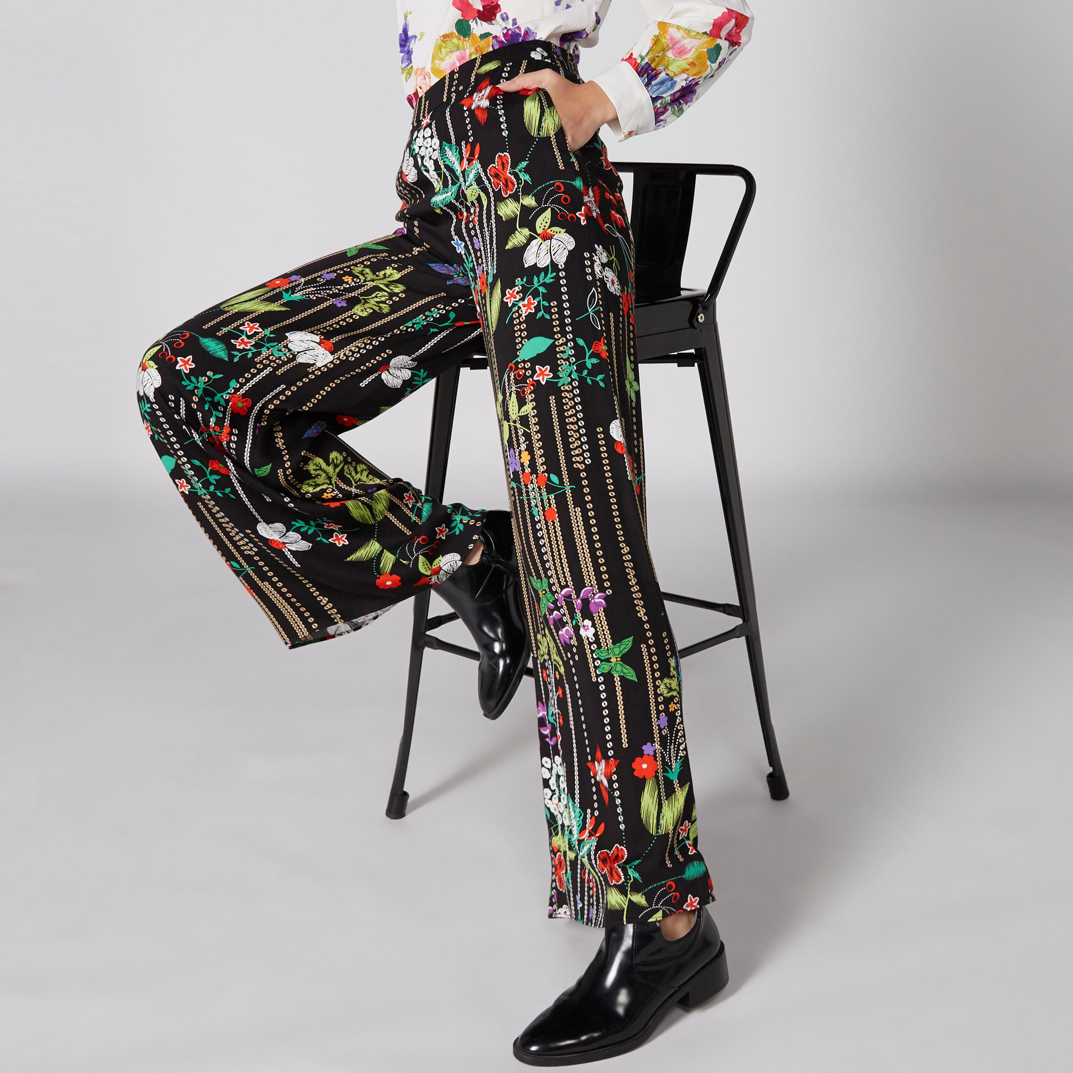 بنطال بالازو بخصر مطّاطي وطبعات أزهار-women-clothing-bottoms-trousers-image-3