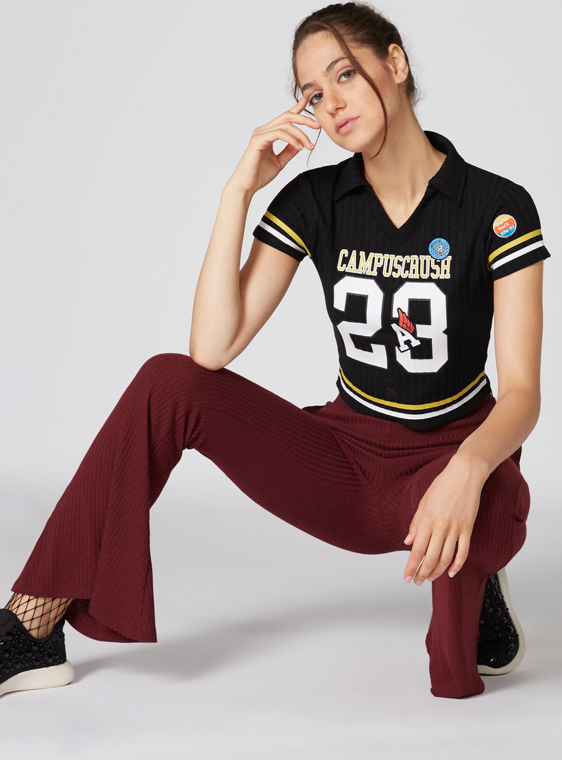 سروال مضلع بخصر مطاطي فيت آند فلاير-women-clothing-bottoms-trousers-image-1