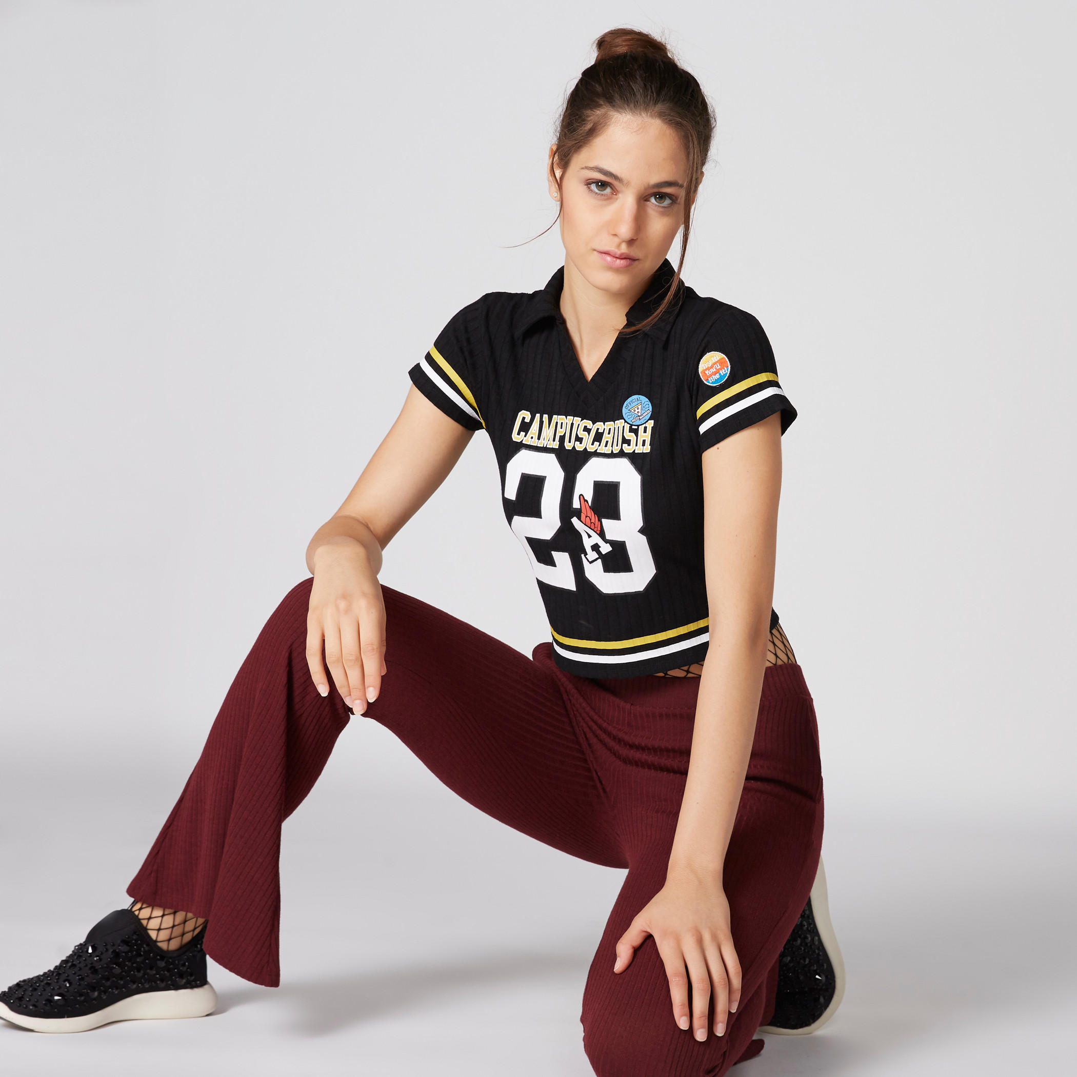 Printed and Ribbed Crop T-Shirt with Short Sleeves-women-clothing-tshirts-image-3