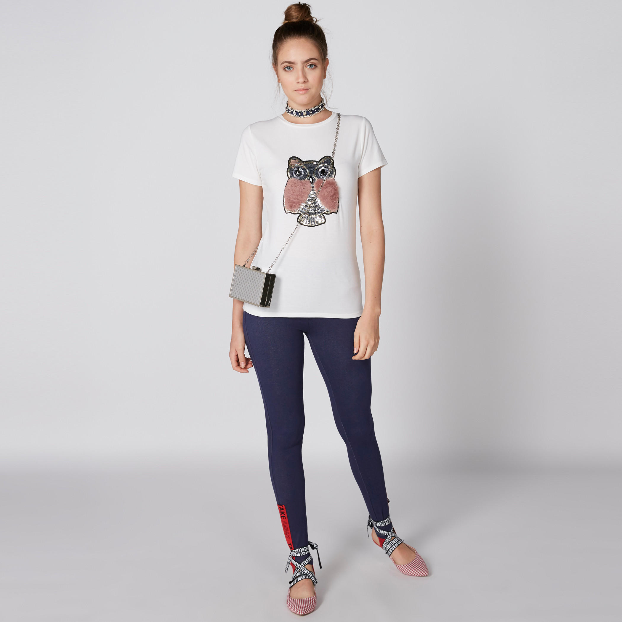 Embellished T-Shirt with Round Neck and Short Sleeves-women-clothing-tshirts-image-1