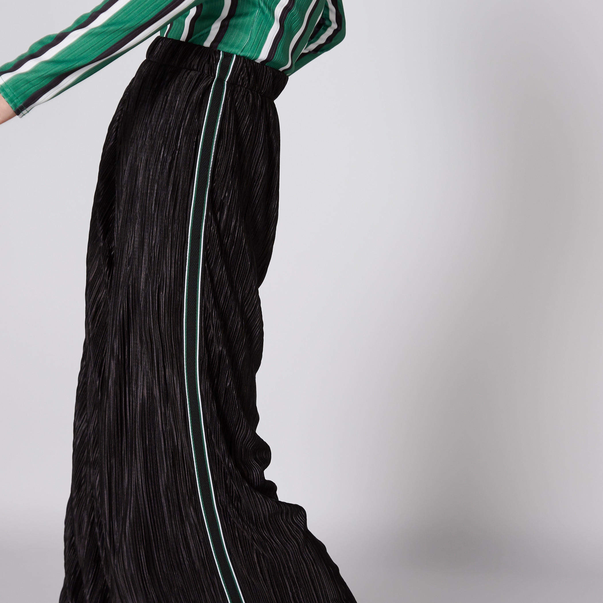Pleated Palazzo Pants with Elasticised Waistband and Tape Detail-women-clothing-bottoms-trousers-image-3