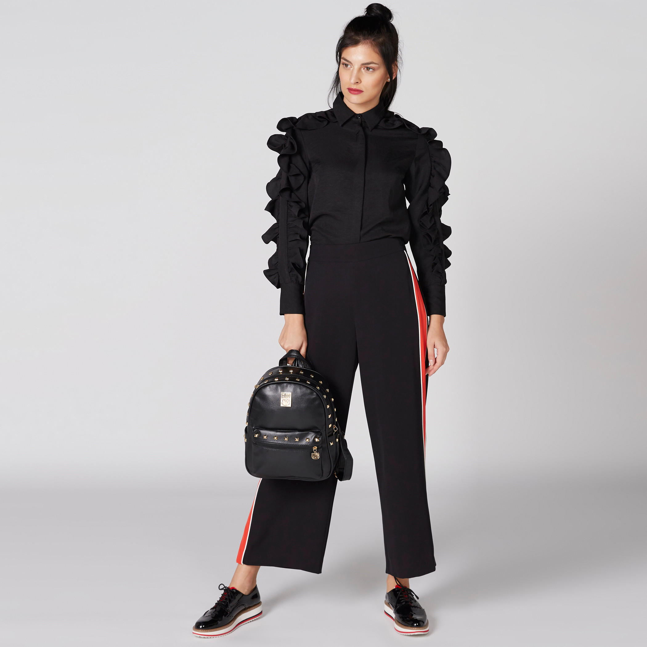 قميص بأكمام طويلة وتفاصيل كشكش ووصلة أزرار مخفية-women-clothing-shirtsandblouses-shirts-image-3