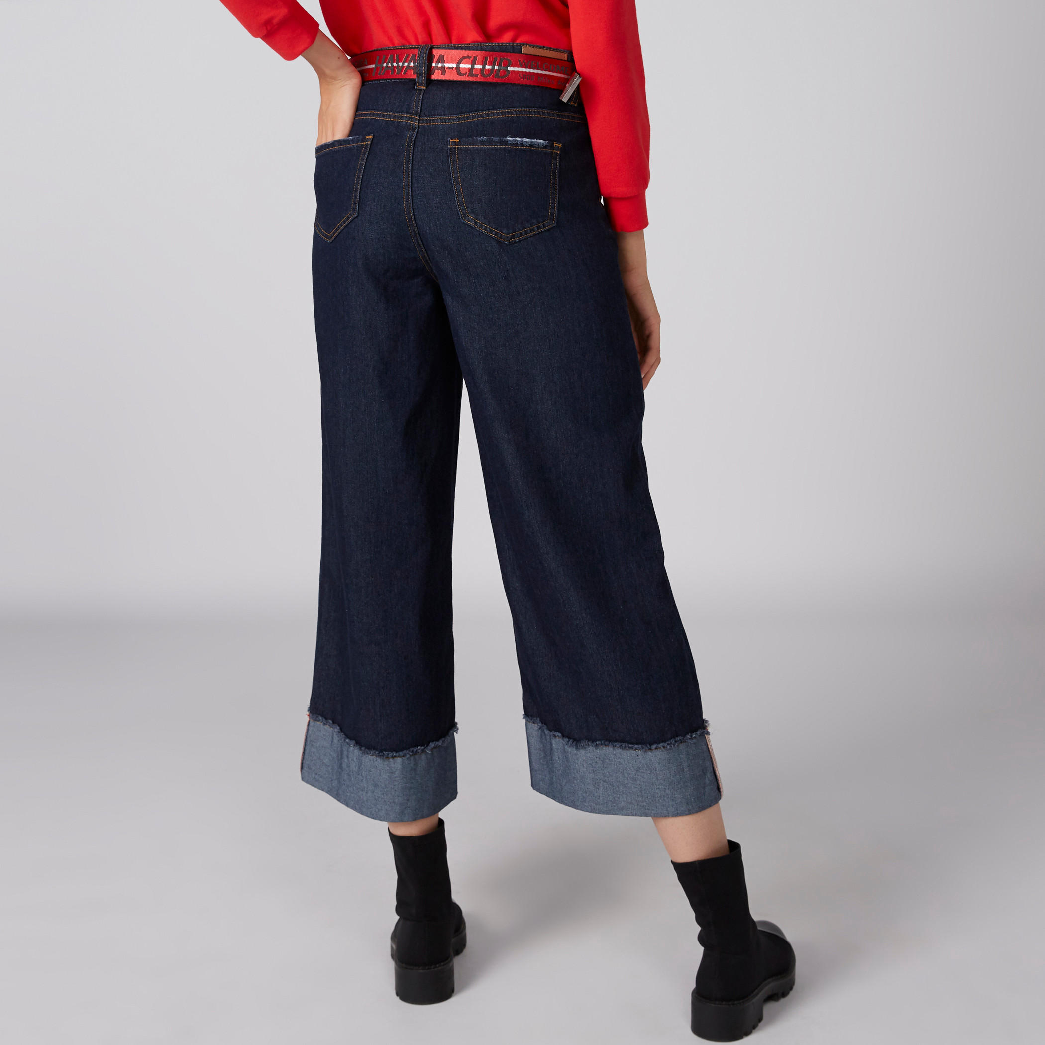 بنطلون بالازو ممزق وتفاصيل جيوب-women-clothing-bottoms-jeans-image-2