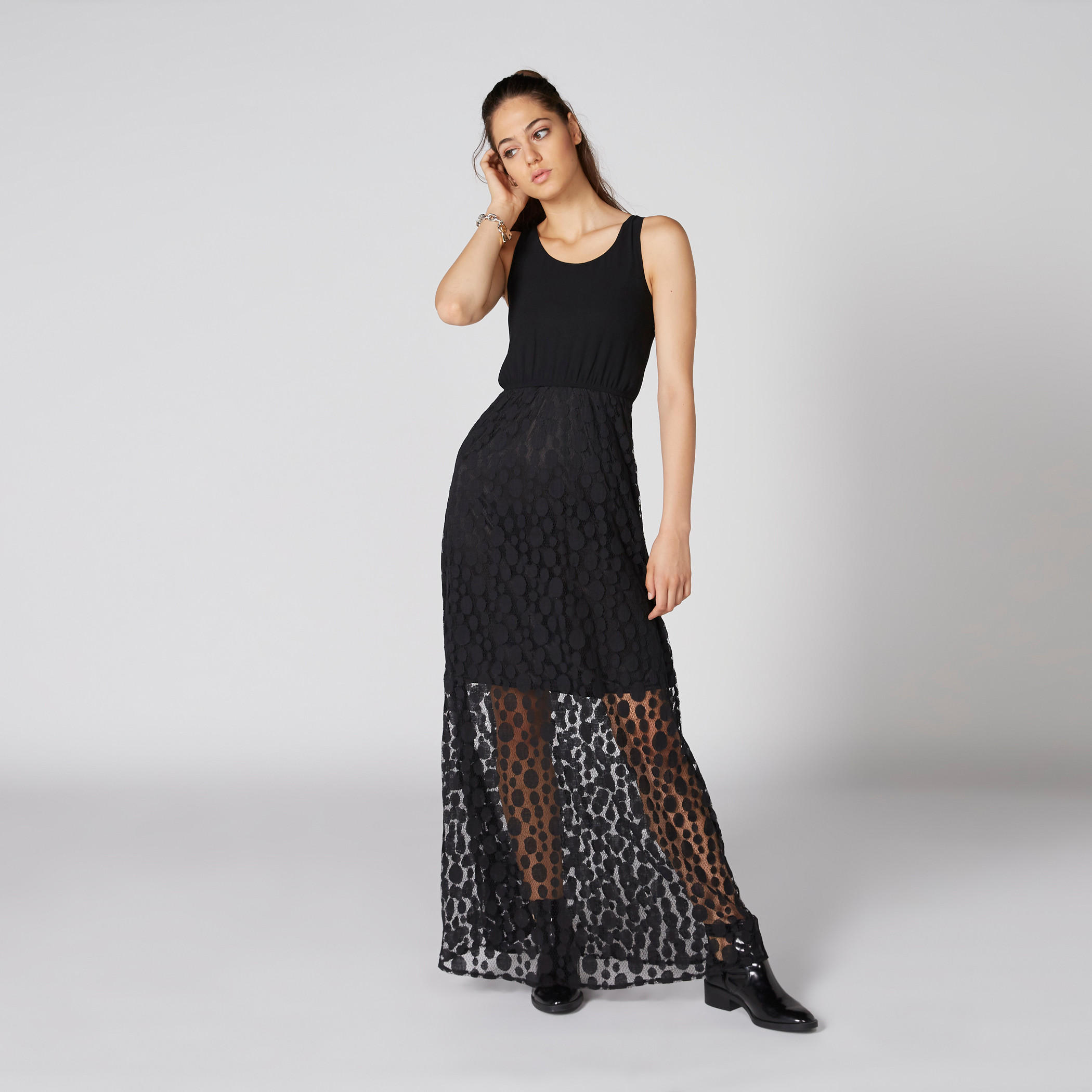 فستان طويل دون أكمام بتفاصيل دانتيل-women-clothing-dresses-image-1
