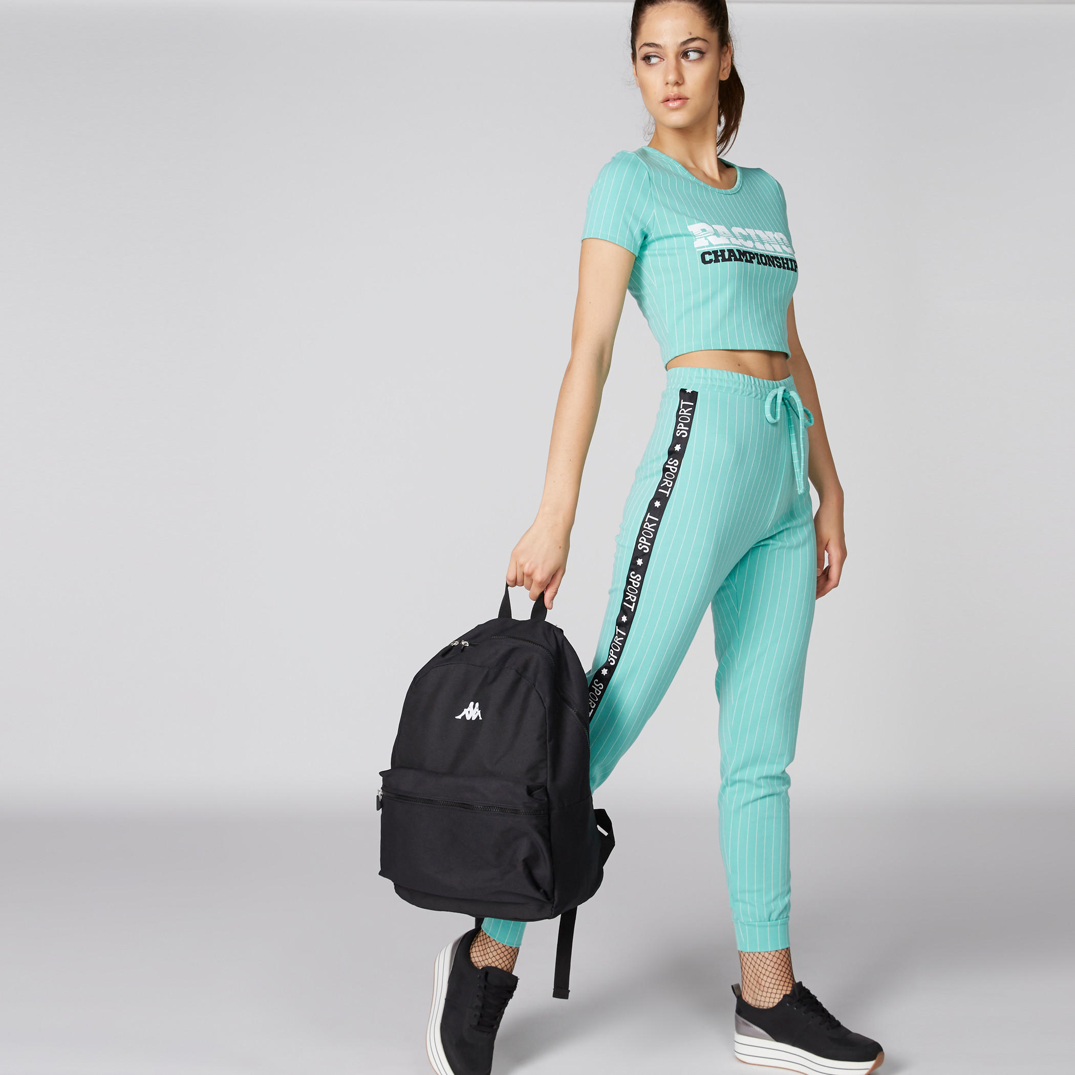 بنطال رياضي طويل ومقلم بشريطة جانبية ورباط-women-clothing-bottoms-joggers-image-1