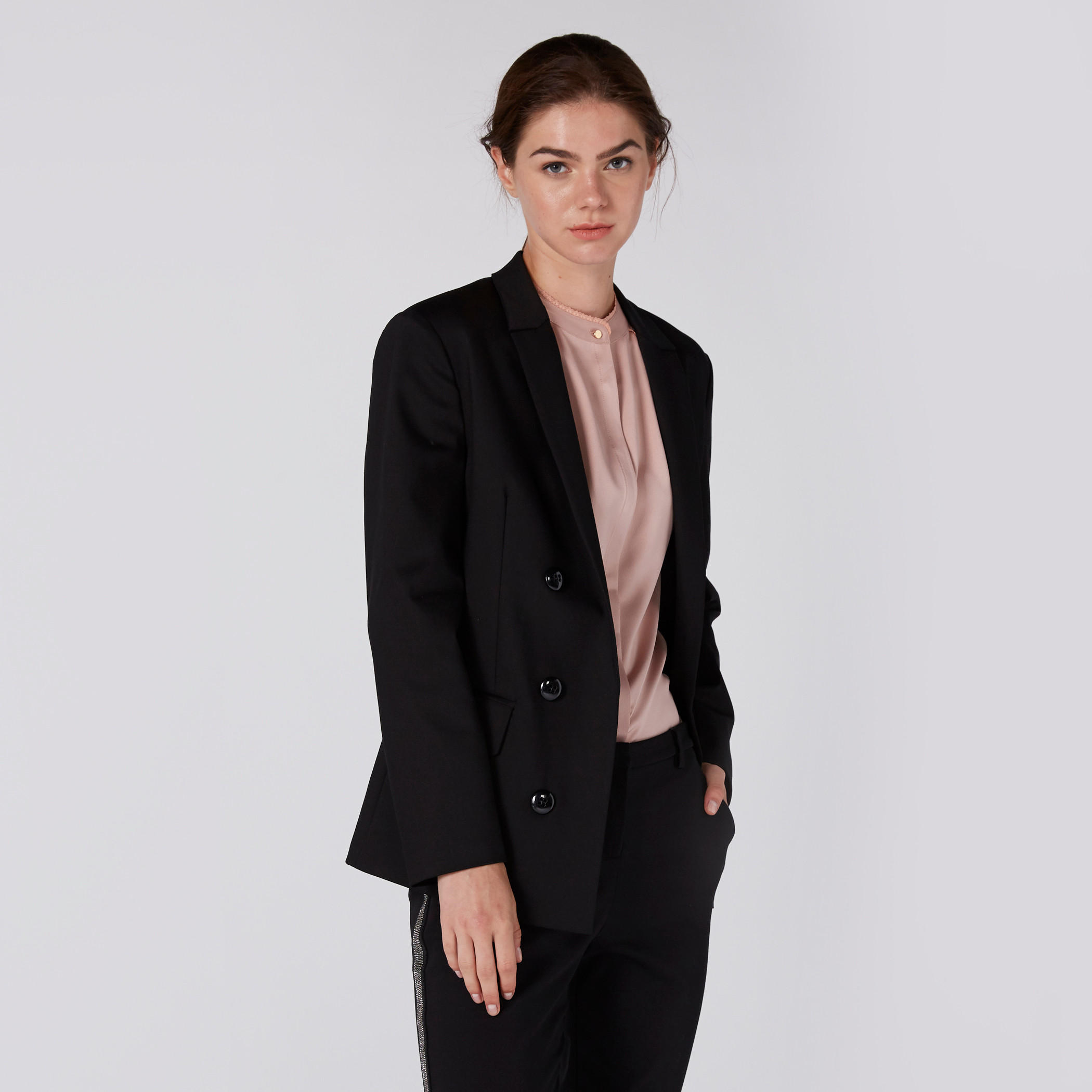 بليزر بأكمام طويلة وزر إغلاق-women-clothing-coatsandjackets-blazers-image-3