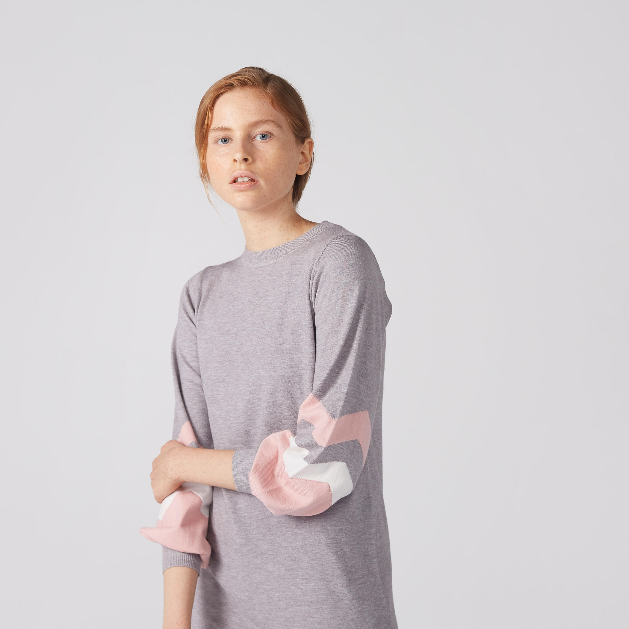 Mini Jumper Dress with Round Neck and Long Sleeves-women-clothing-dresses-image-2
