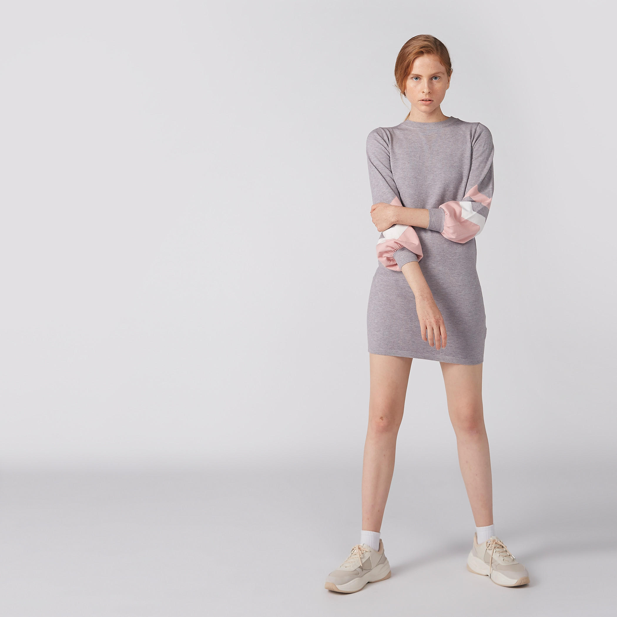 Mini Jumper Dress with Round Neck and Long Sleeves-women-clothing-dresses-image-3