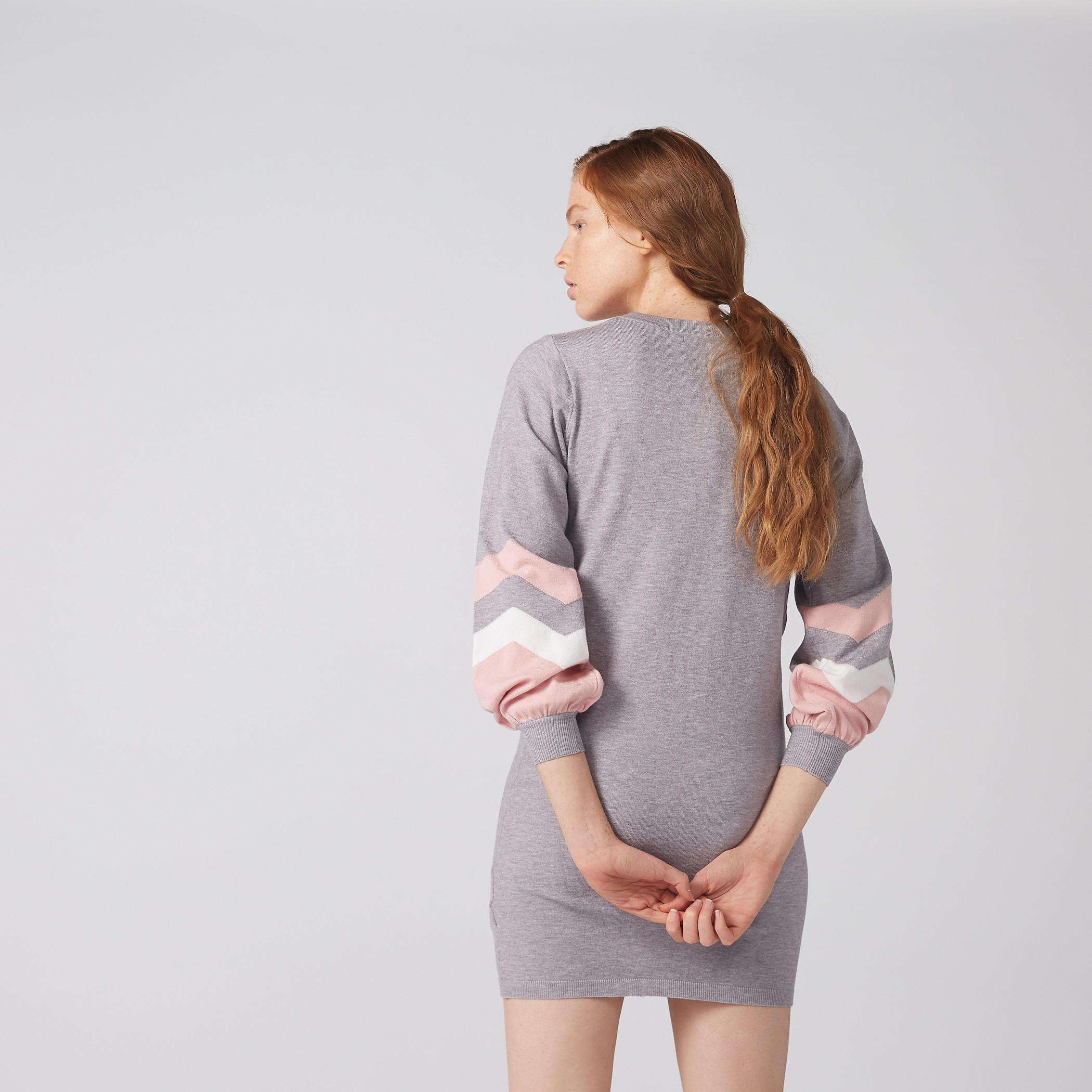 Mini Jumper Dress with Round Neck and Long Sleeves-women-clothing-dresses-image-4