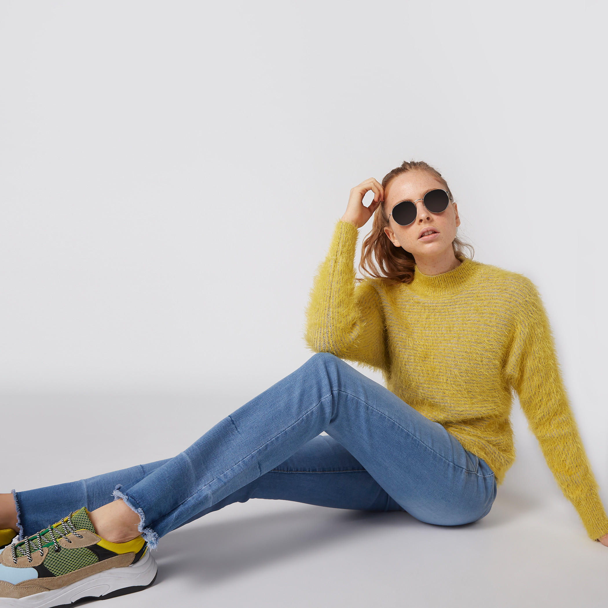 Textured Sweater with Funnel Neck and Long Sleeves-women-clothing-cardigansandjumpers-jumpers-image-1