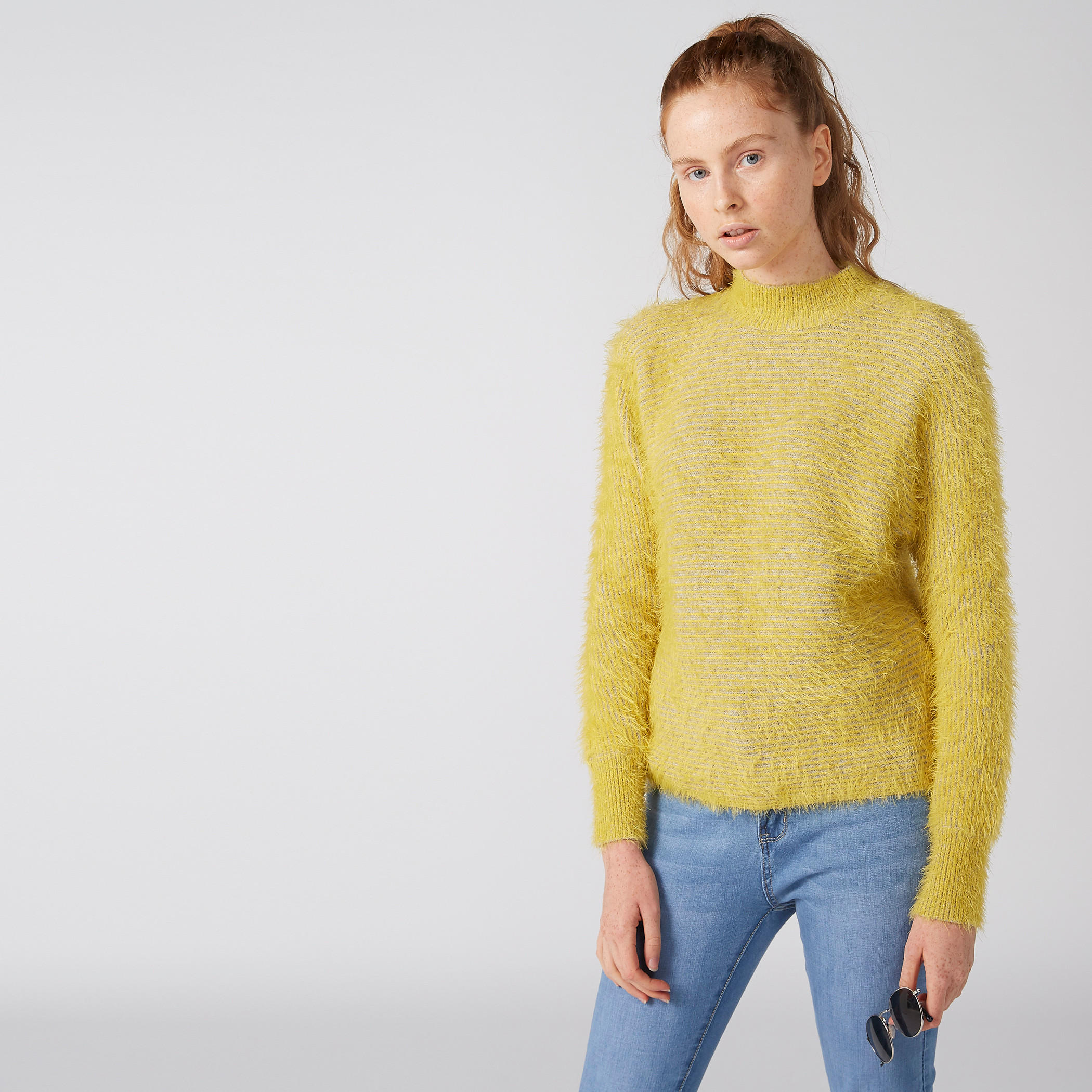 Textured Sweater with Funnel Neck and Long Sleeves-women-clothing-cardigansandjumpers-jumpers-image-2