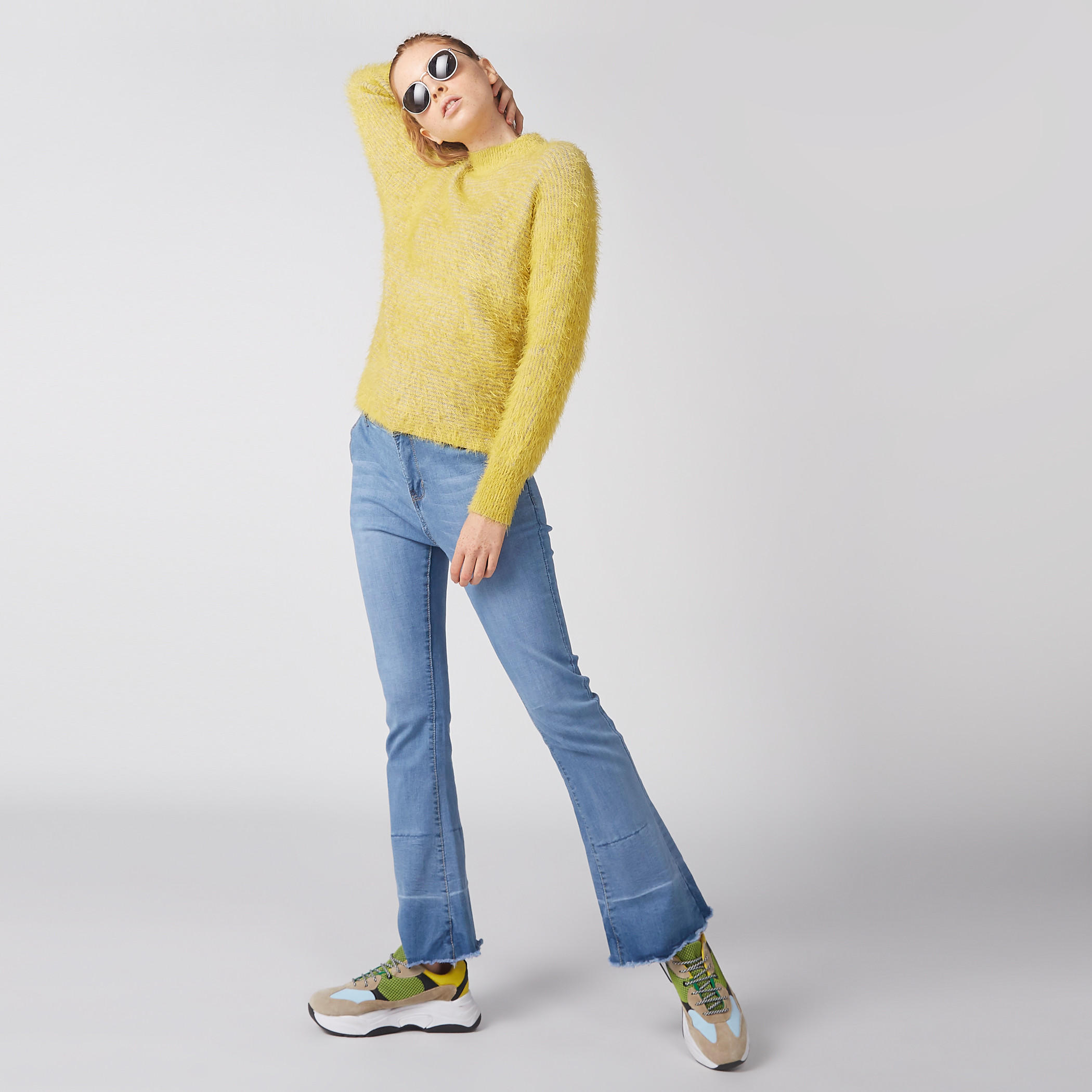 Textured Sweater with Funnel Neck and Long Sleeves-women-clothing-cardigansandjumpers-jumpers-image-3