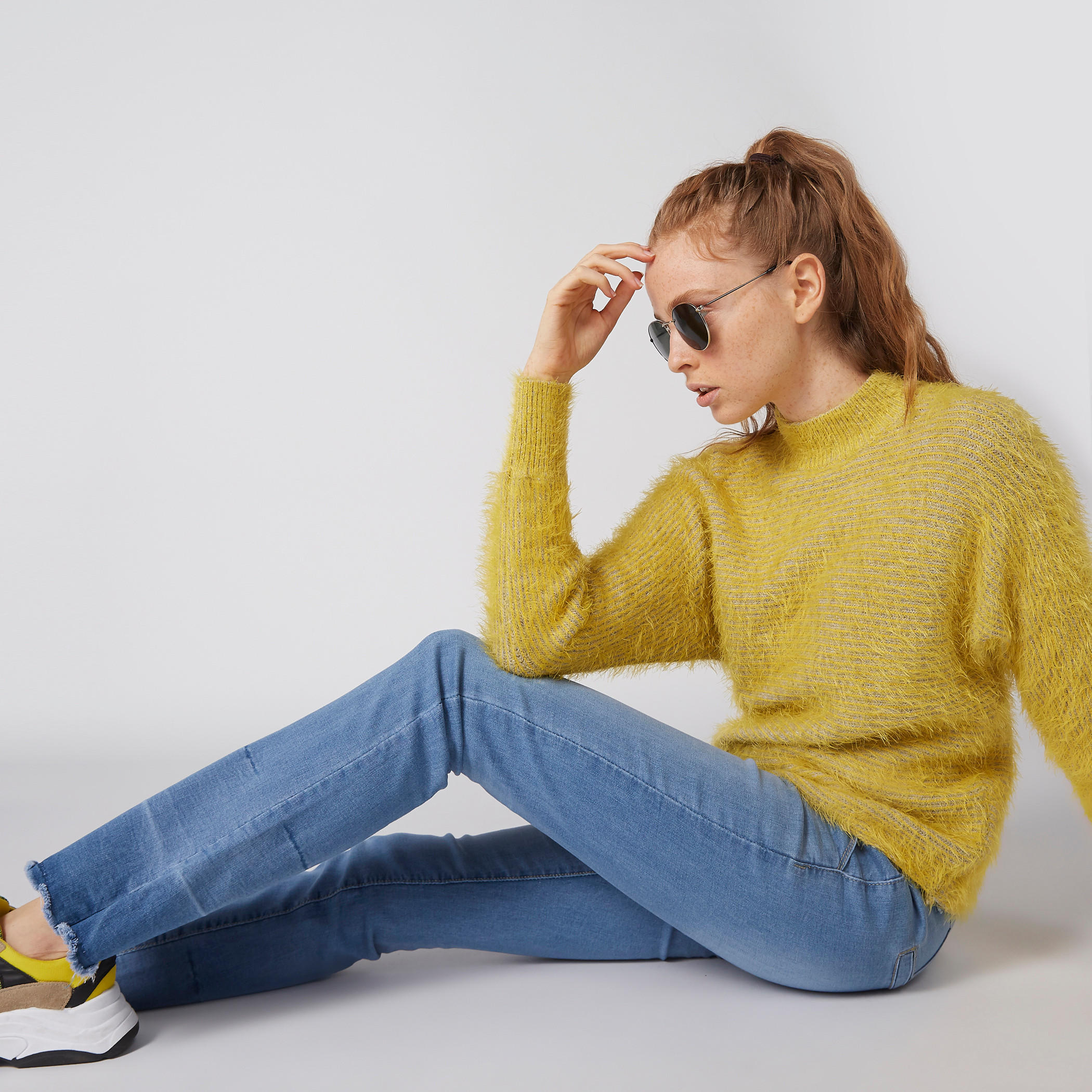 Textured Sweater with Funnel Neck and Long Sleeves-women-clothing-cardigansandjumpers-jumpers-image-5