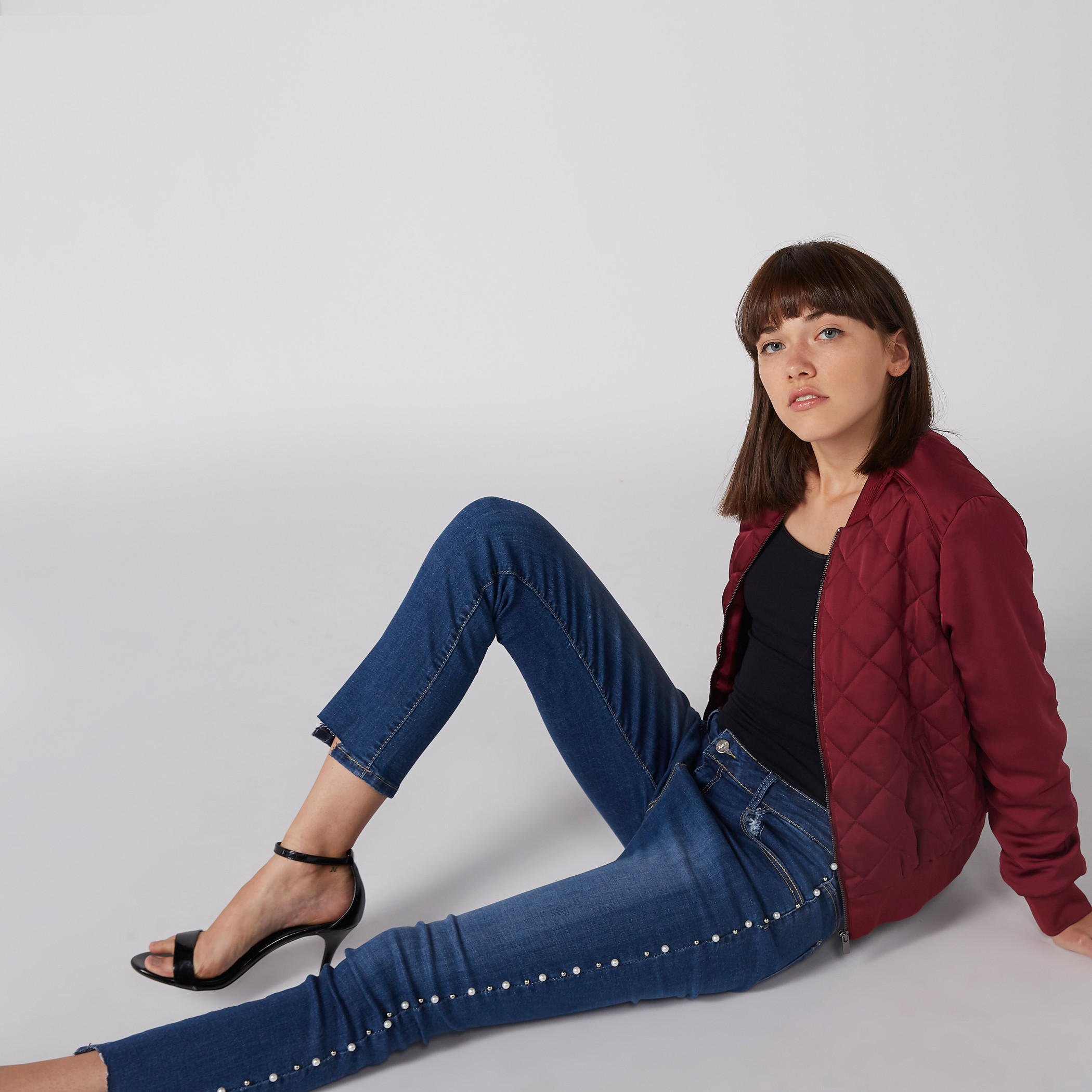 Textured Bomber Jacket with Long Sleeves and Zip Closure-women-winterwear-coatsandjackets-jackets-image-2