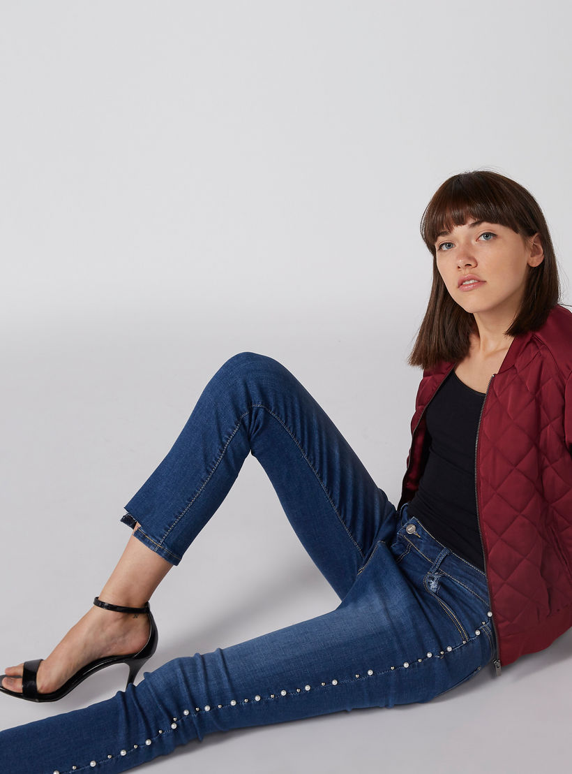 Textured Bomber Jacket with Long Sleeves and Zip Closure-women-winterwear-coatsandjackets-jackets-image-2