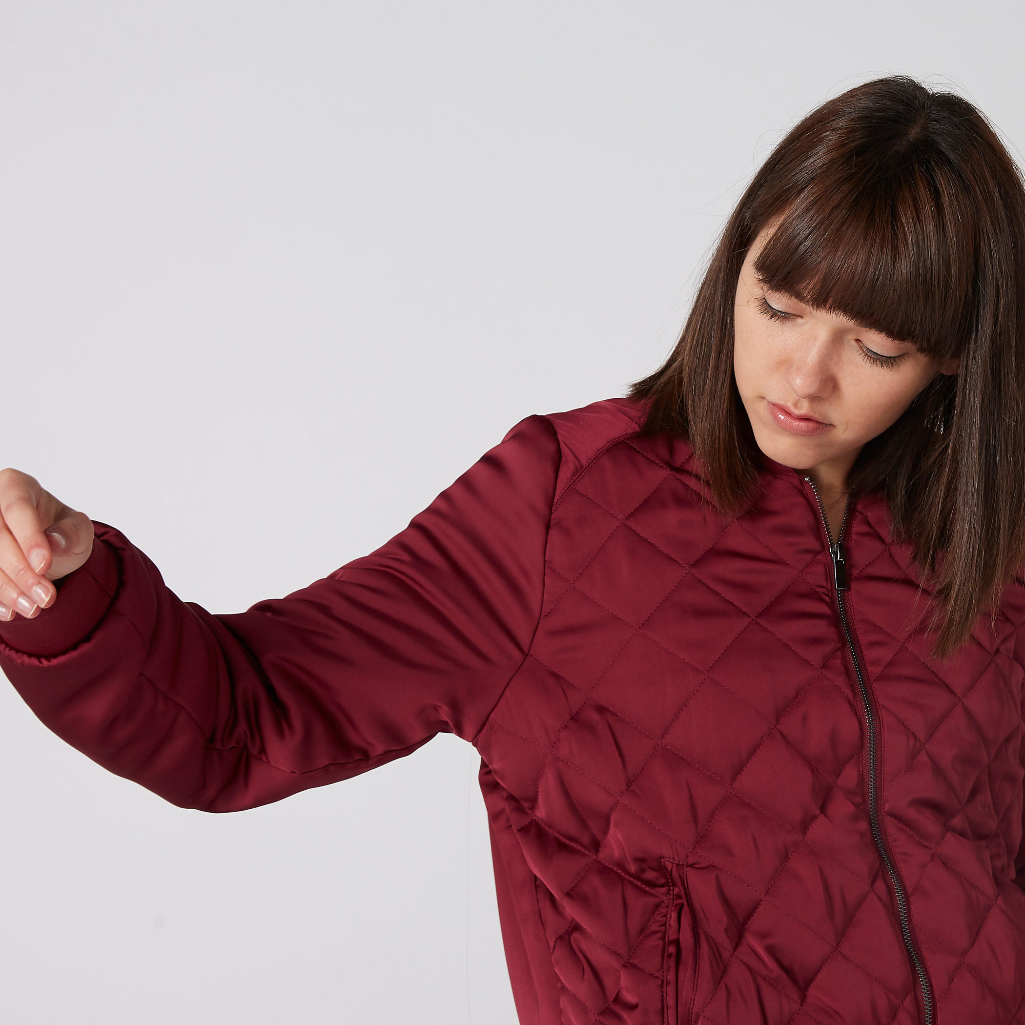 Textured Bomber Jacket with Long Sleeves and Zip Closure-women-winterwear-coatsandjackets-jackets-image-3