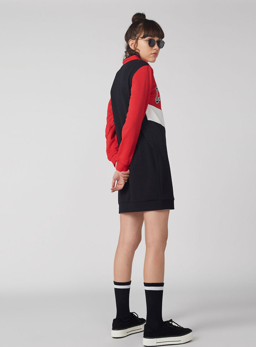 فستان بطبعات وأكمام طويلة وياقة بسحّاب-women-clothing-dresses-image-2
