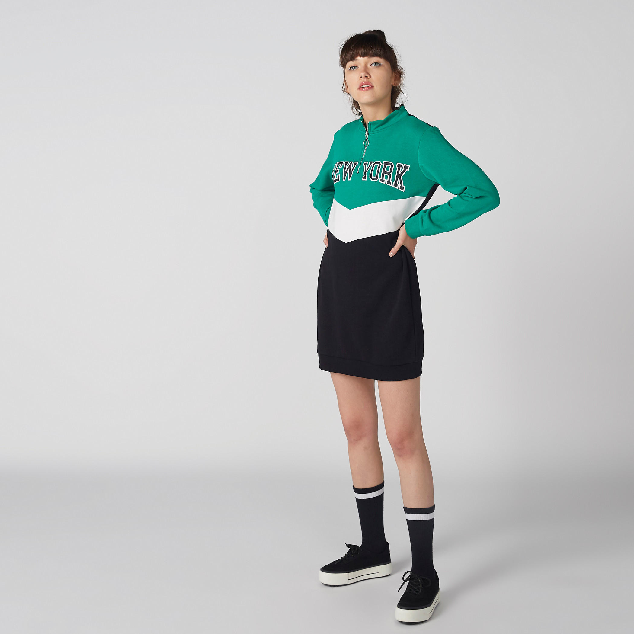 سويت شيرت فستان بطبعات وأكمام طويلة-women-clothing-dresses-image-1