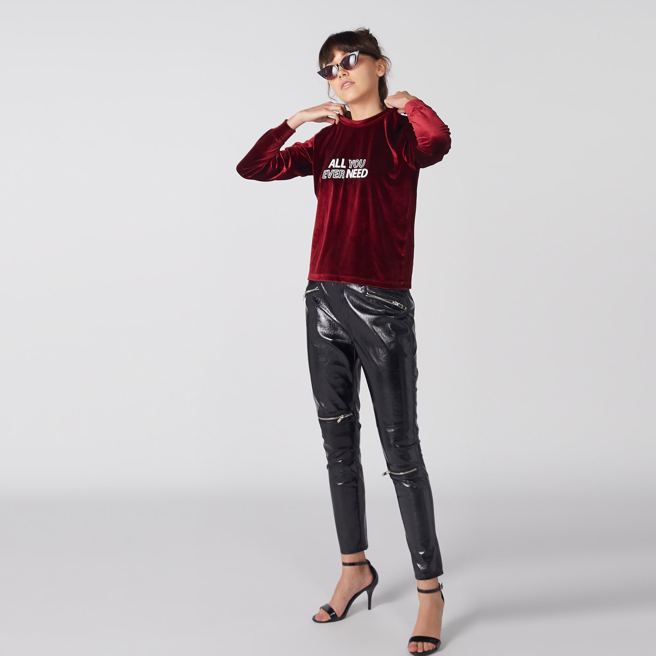 Textured T-Shirt with Crew Neck and Long Sleeves-women-clothing-tshirts-image-3