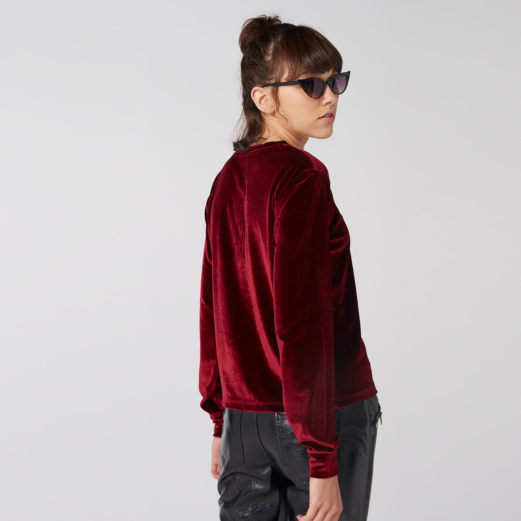 Textured T-Shirt with Crew Neck and Long Sleeves-women-clothing-tshirts-image-4