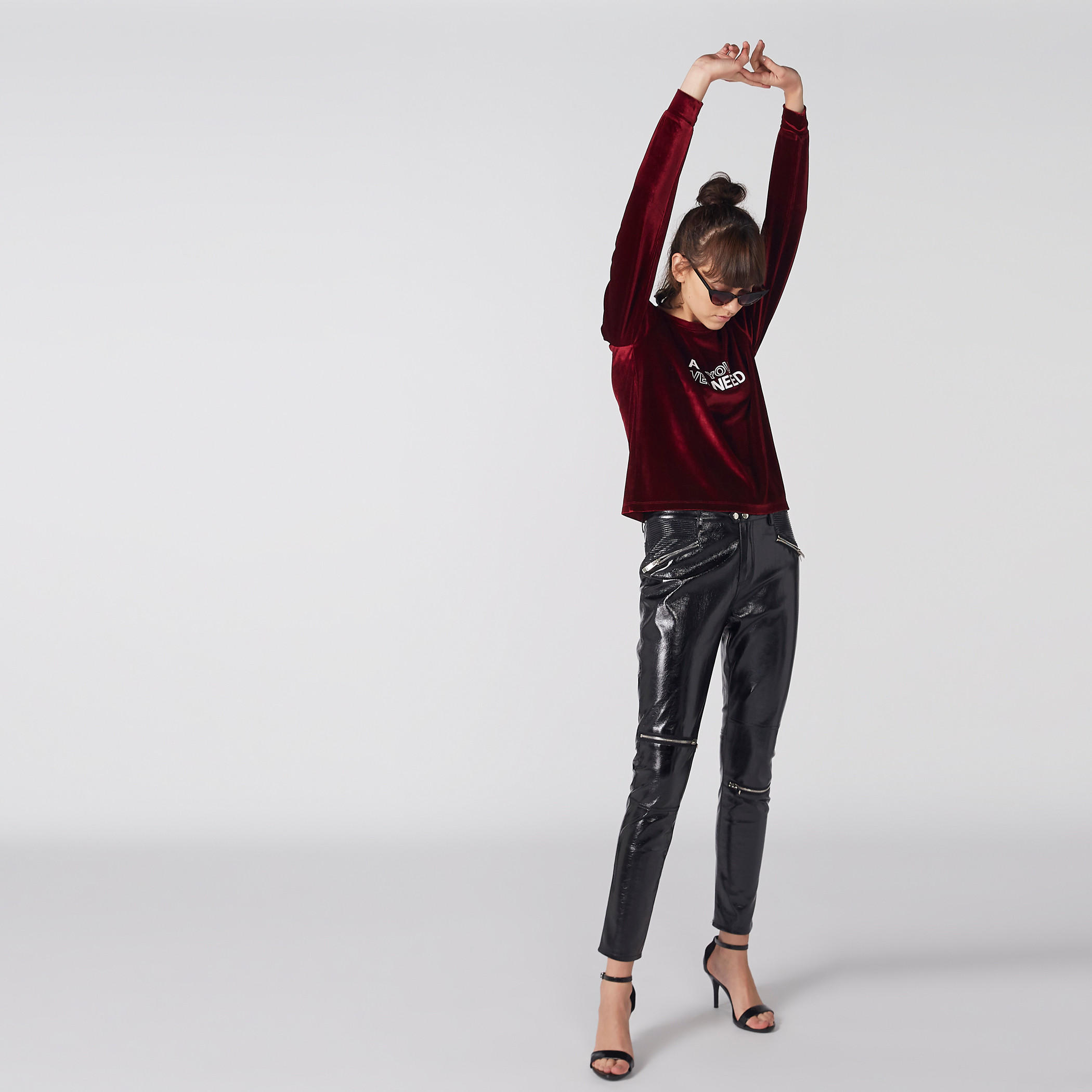 Textured T-Shirt with Crew Neck and Long Sleeves-women-clothing-tshirts-image-5