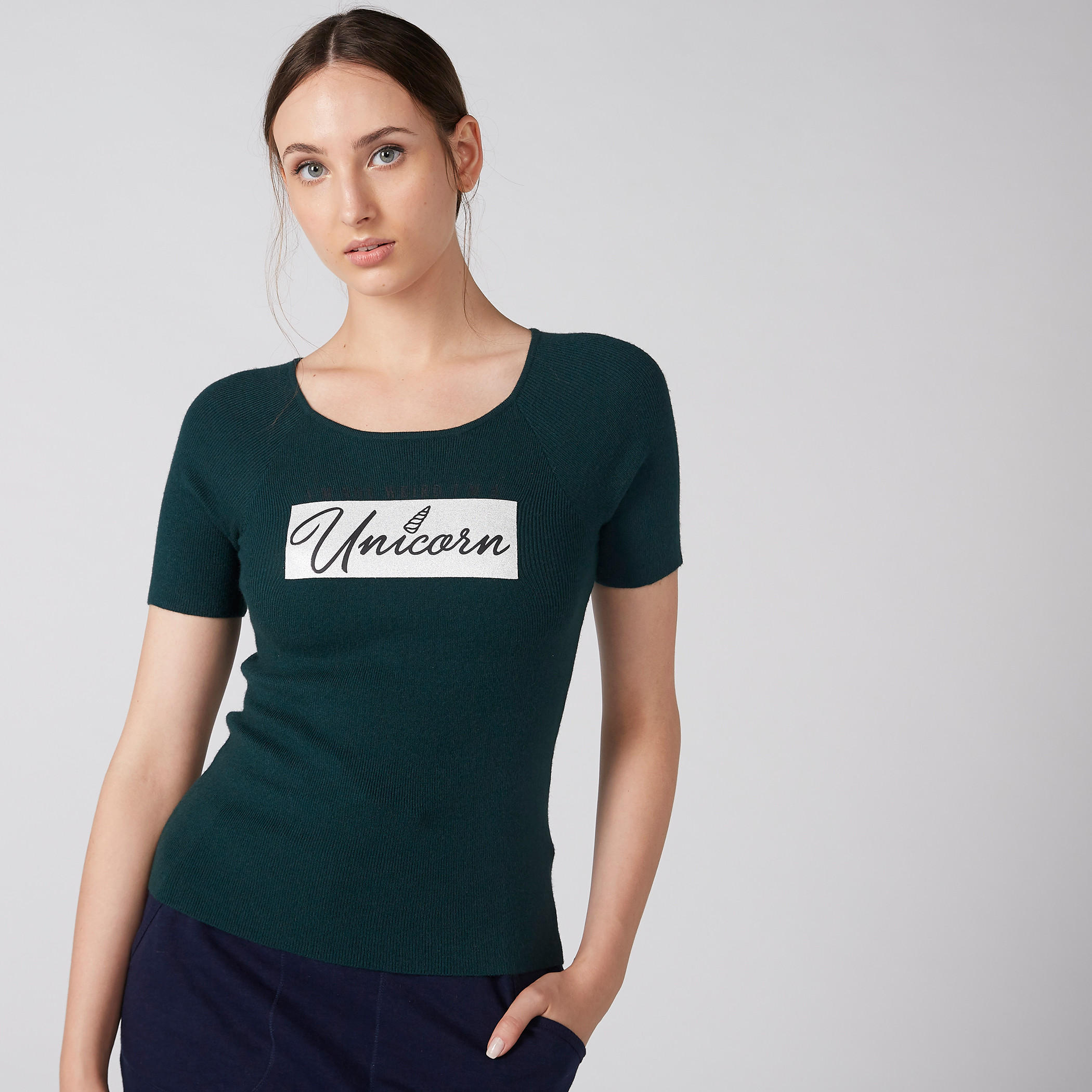 Printed T-Shirt with Round Neck and Short Sleeves-women-clothing-tshirts-image-2