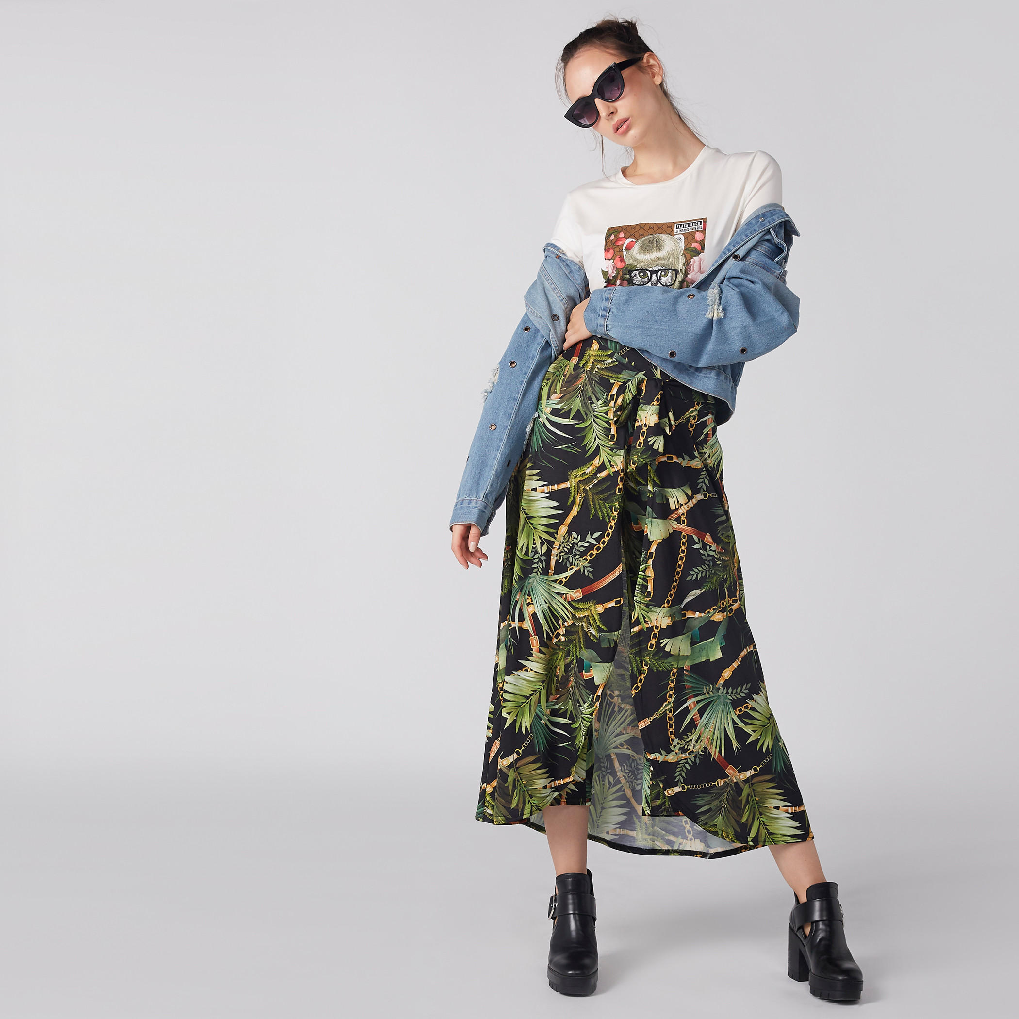 تنورة إيه لاين متوسطة الطول بأربطة وطبعات أزهار-women-clothing-bottoms-skirts-image-4