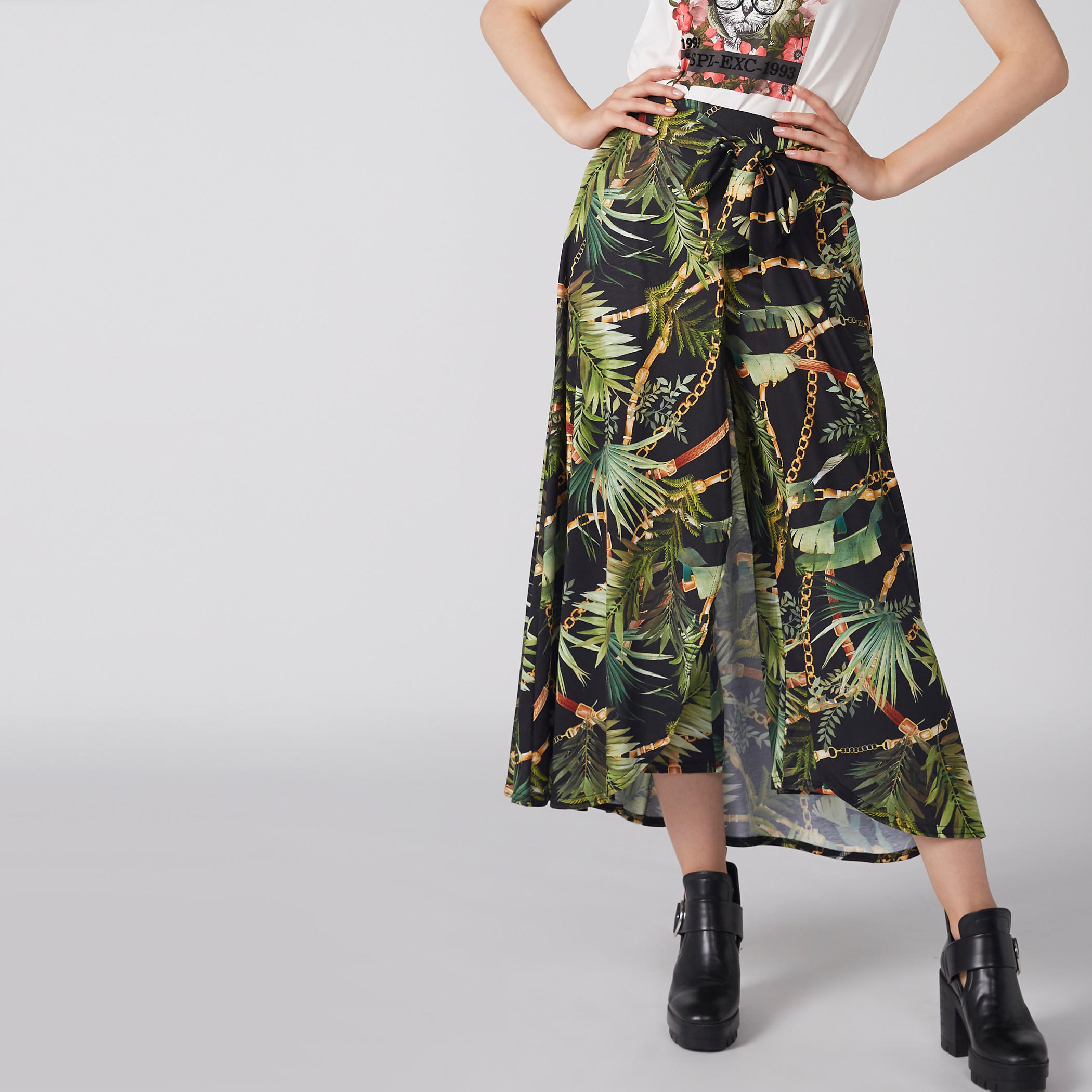 تنورة إيه لاين متوسطة الطول بأربطة وطبعات أزهار-women-clothing-bottoms-skirts-image-5