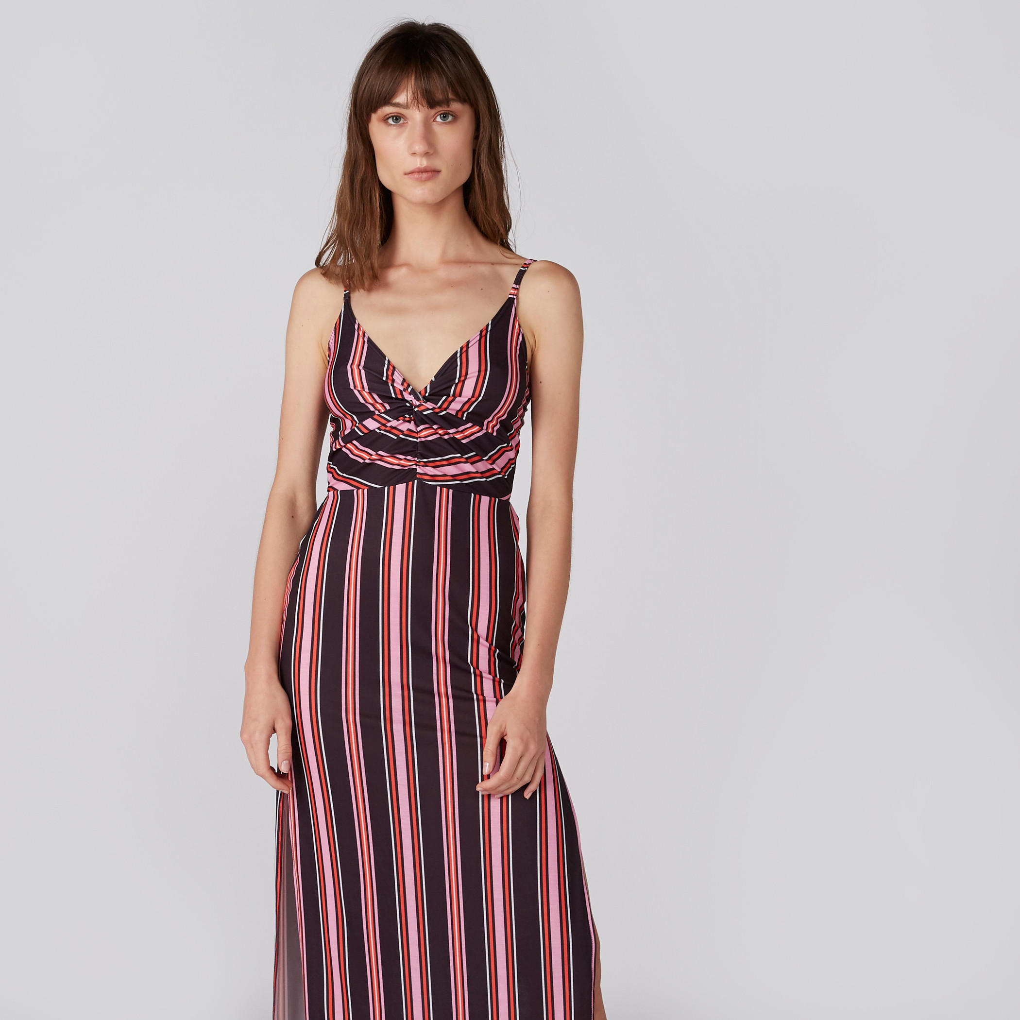 فستان طويل مقلّم بحمّالات رفيعة قابلة للتعديل وفتحة-women-clothing-dresses-image-1