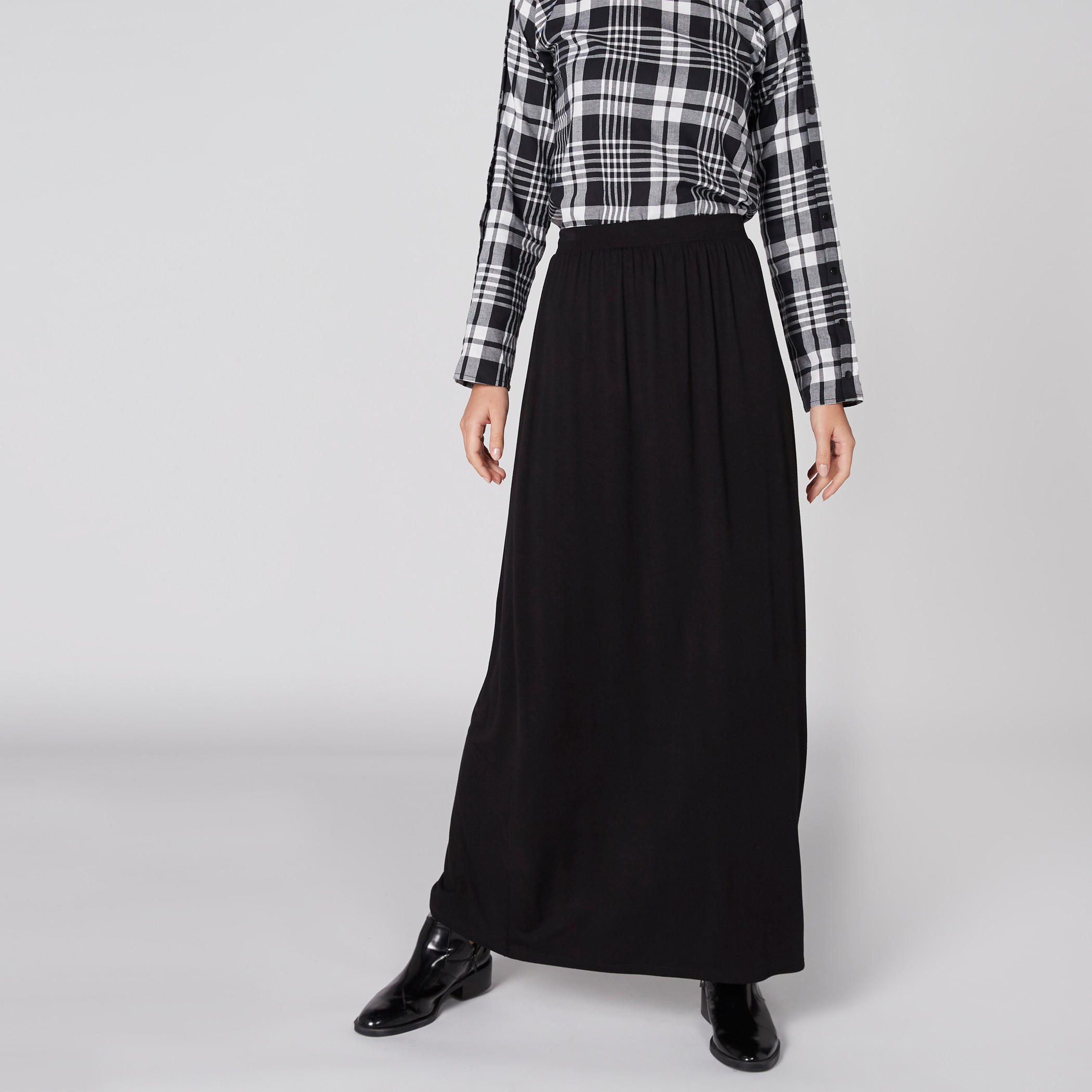 تنورة طويلة إيه لاين بخصر مطاطي-women-clothing-bottoms-skirts-image-1